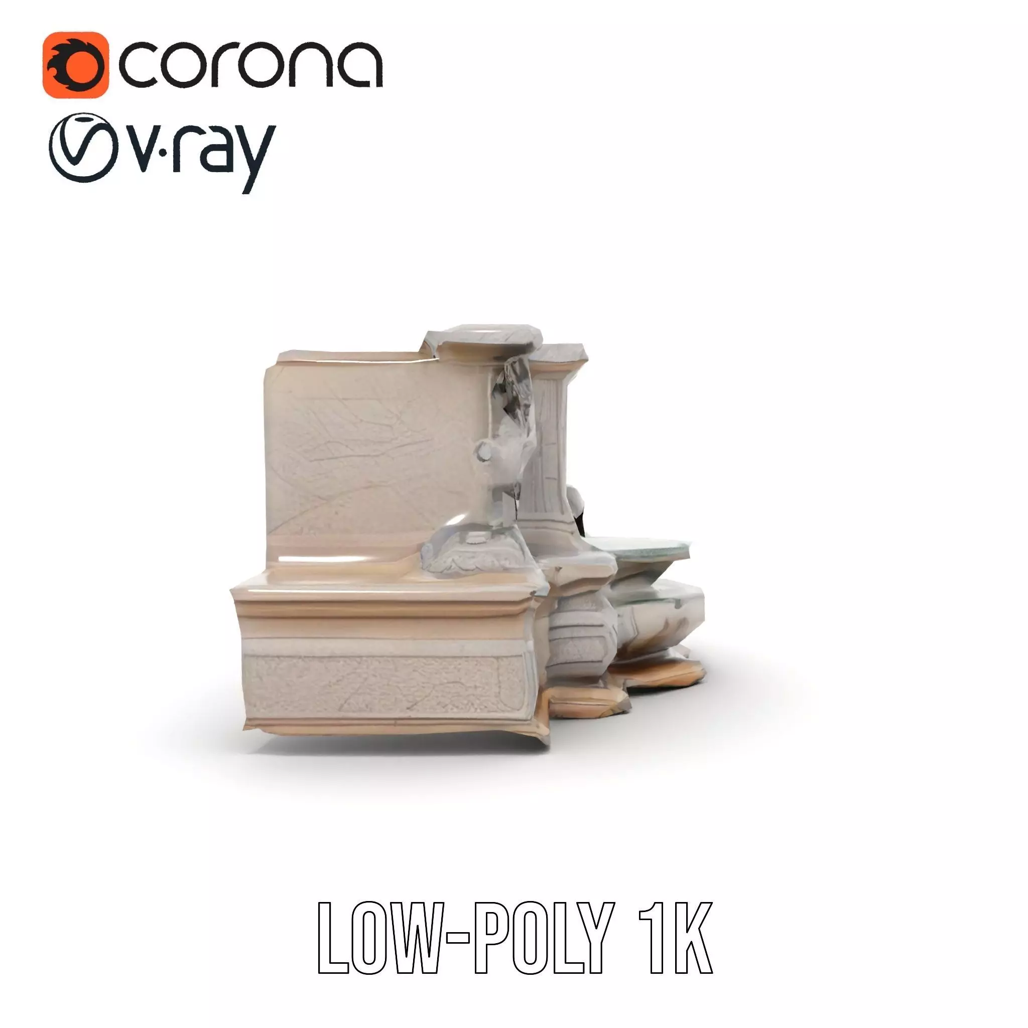 Elegant Stone Fountain model pack Low-poly 3D model_15