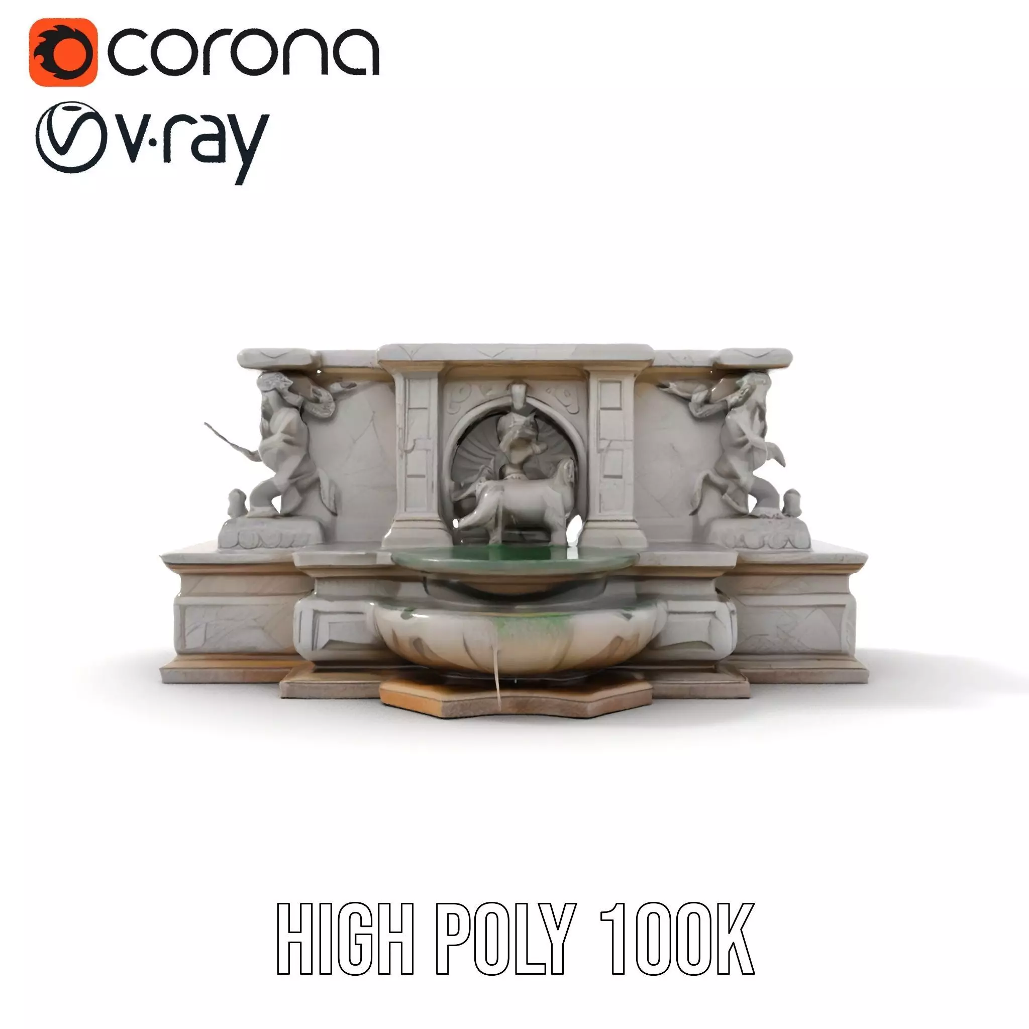 Elegant Stone Fountain model pack Low-poly 3D model_33