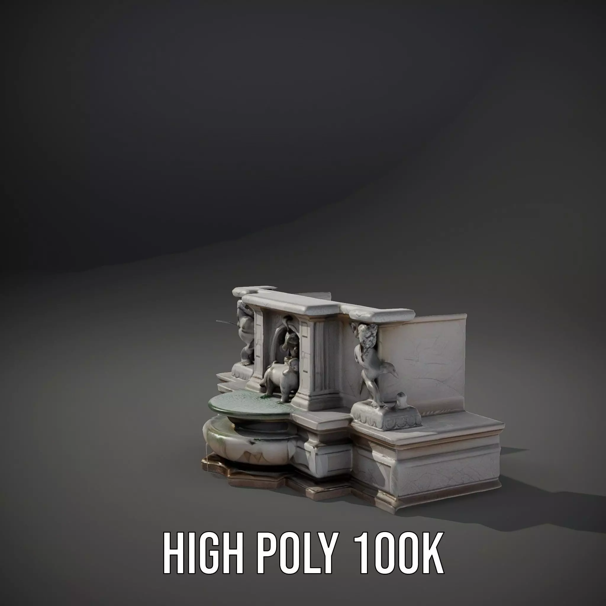 Elegant Stone Fountain model pack Low-poly 3D model_11