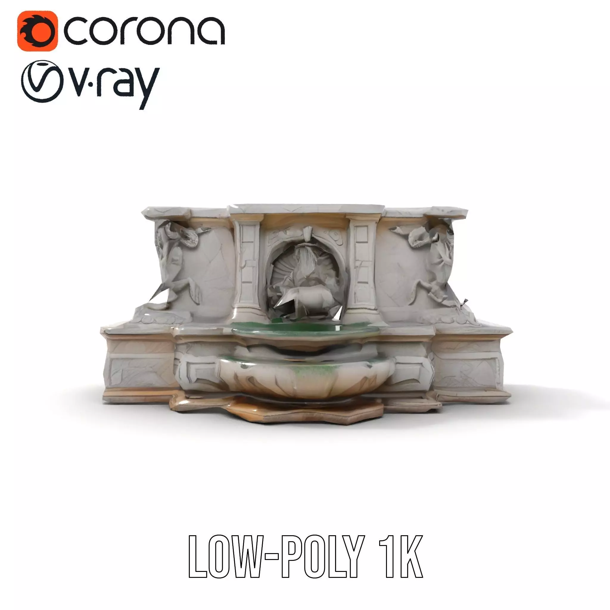 Elegant Stone Fountain model pack Low-poly 3D model_10