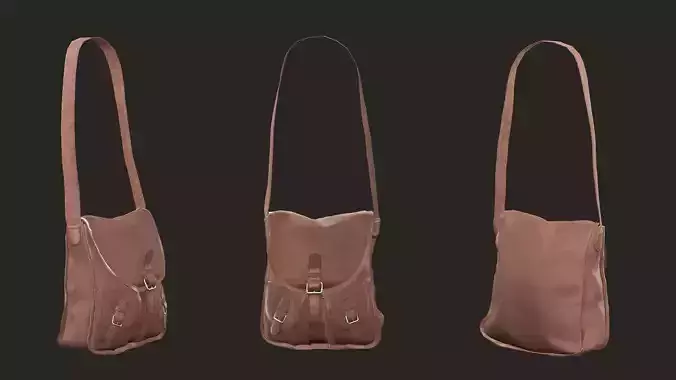 Ladies Fabric Tote Bag-6 Brown Colour Love Poly 3D Model