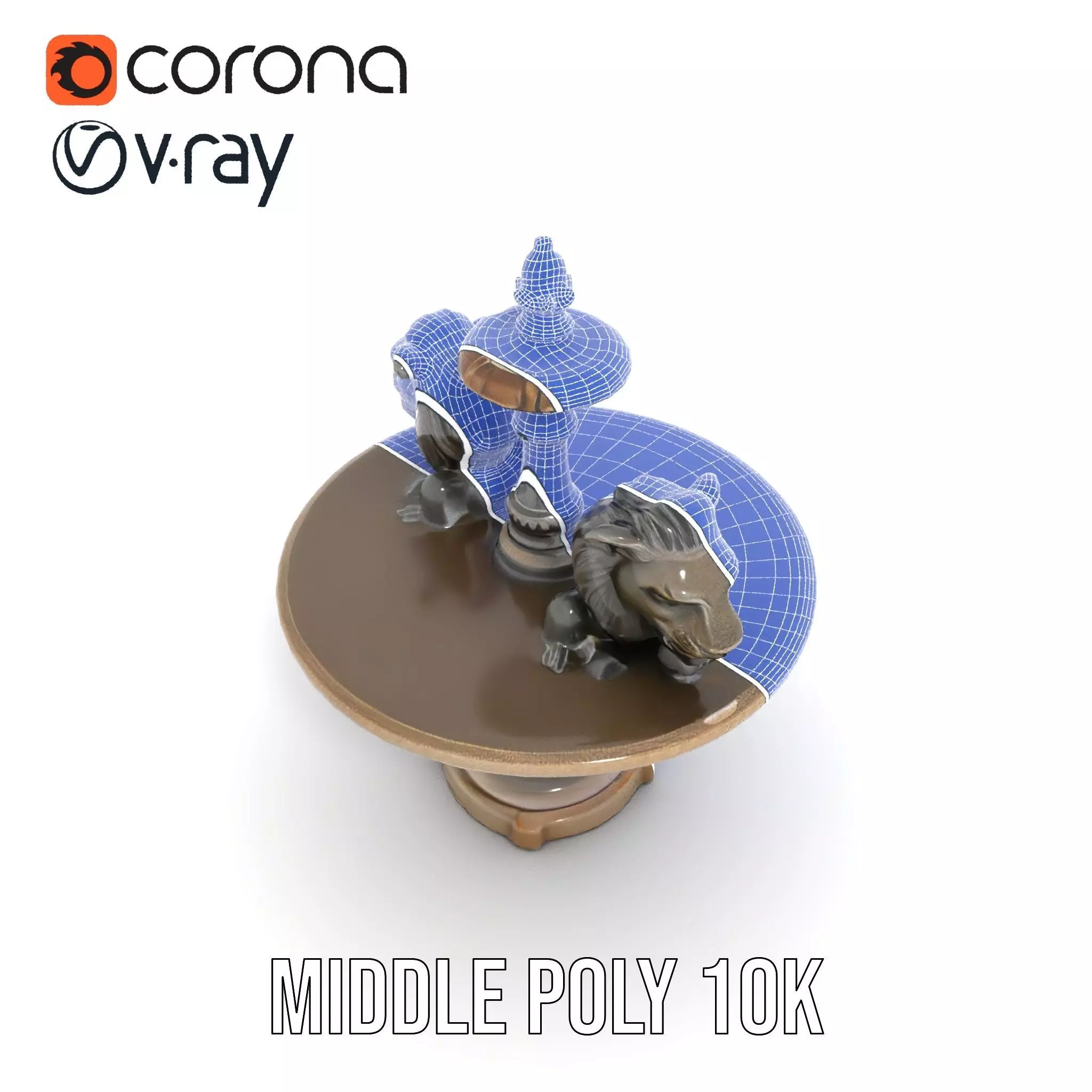 Elegant Lion Fountain model pack Low-poly 3D model_25