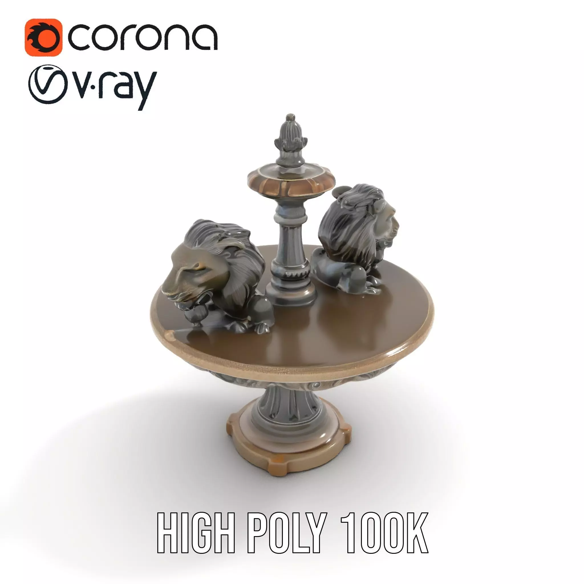 Elegant Lion Fountain model pack Low-poly 3D model_27
