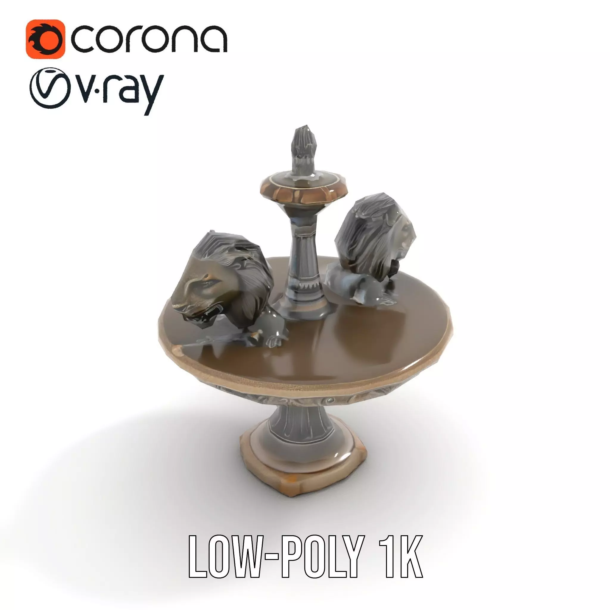 Elegant Lion Fountain model pack Low-poly 3D model_26