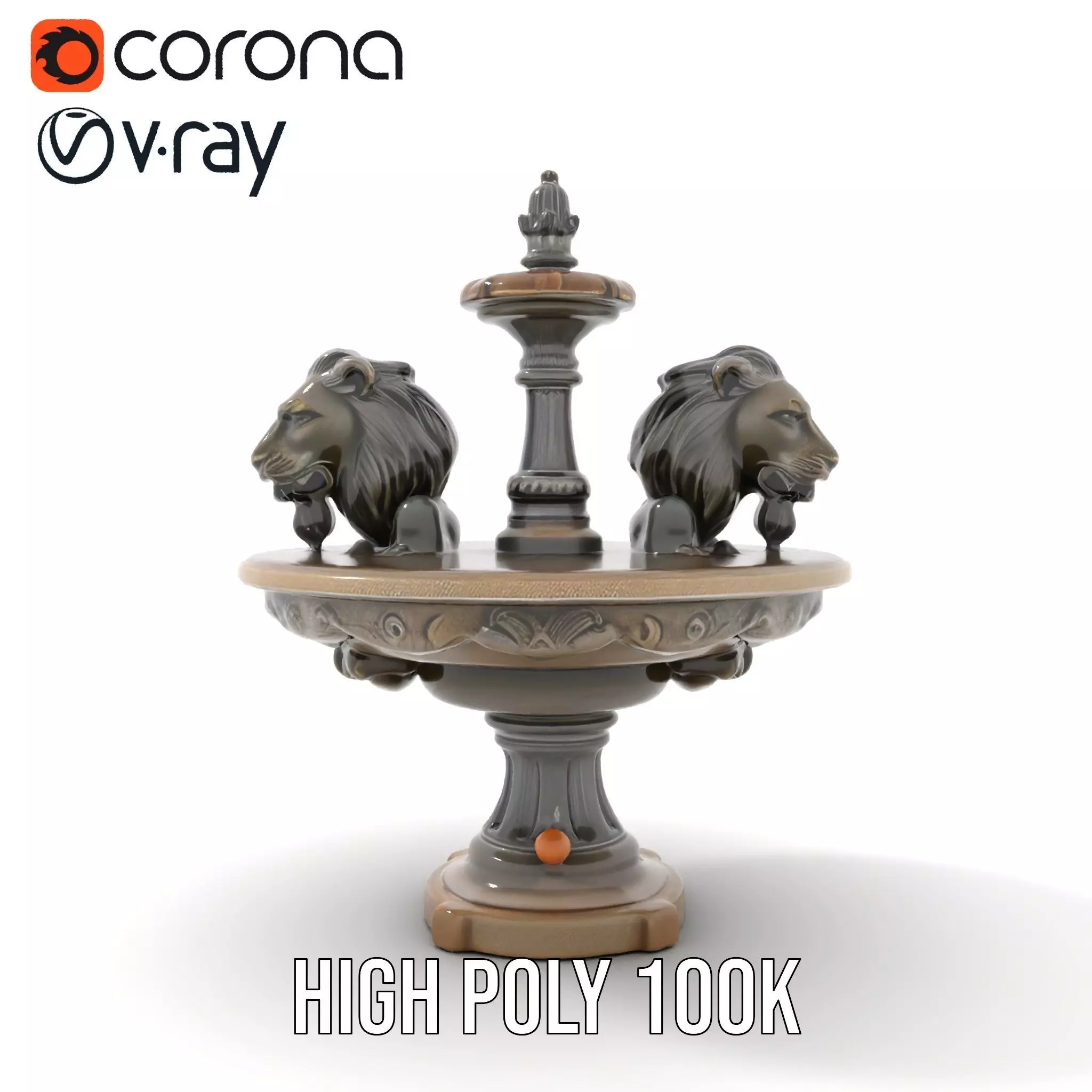 Elegant Lion Fountain model pack Low-poly 3D model_24