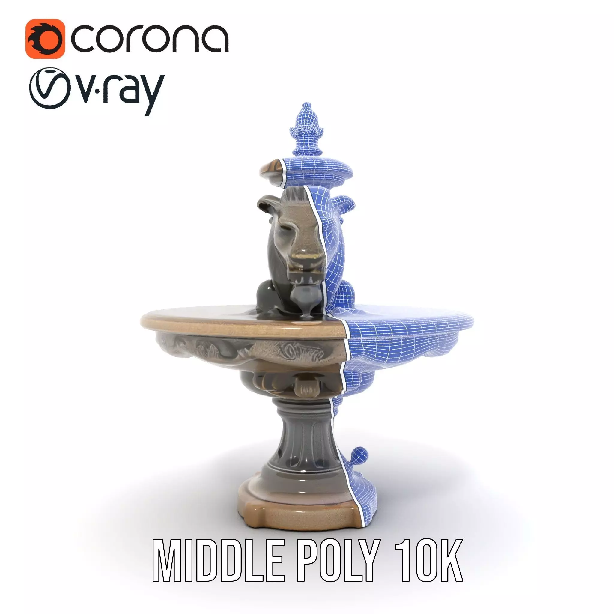 Elegant Lion Fountain model pack Low-poly 3D model_28