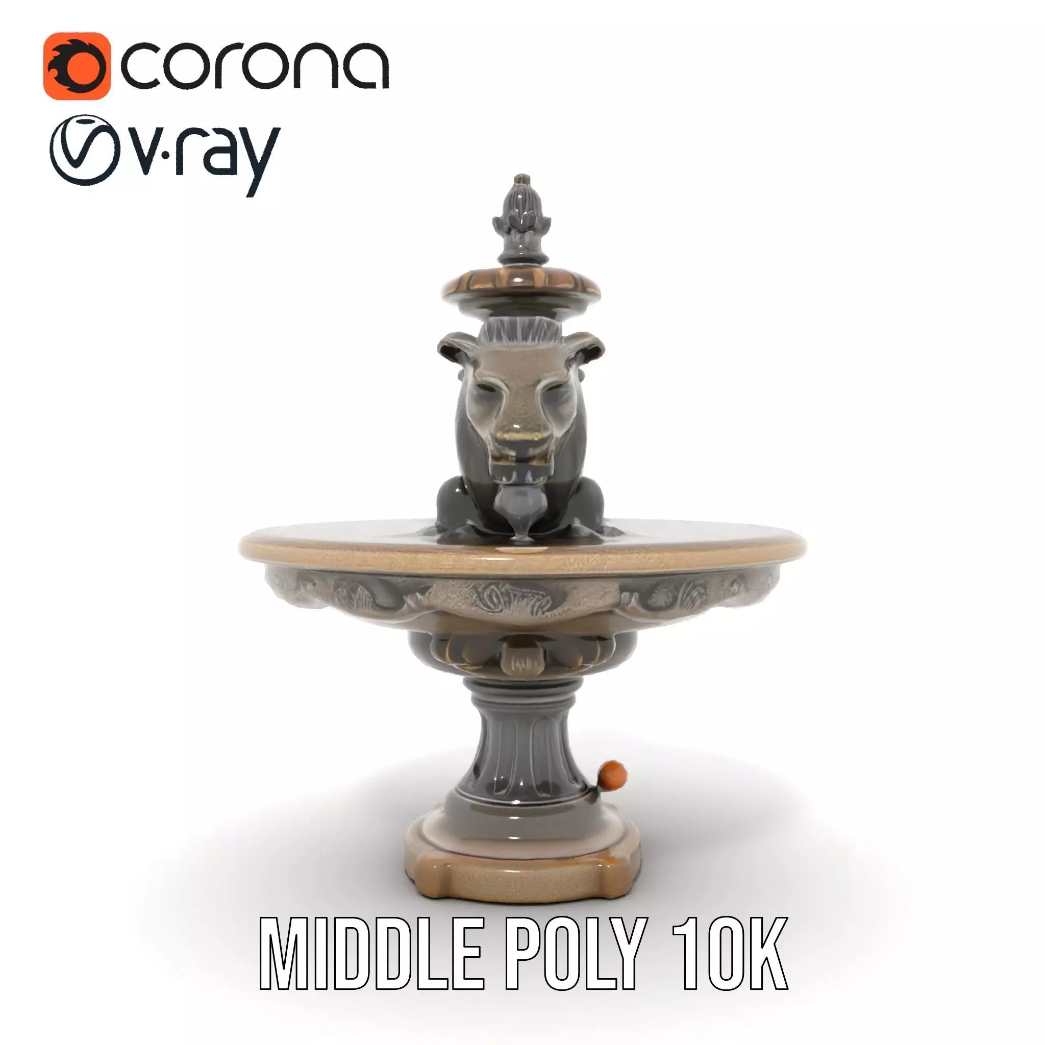 Elegant Lion Fountain model pack Low-poly 3D model_17