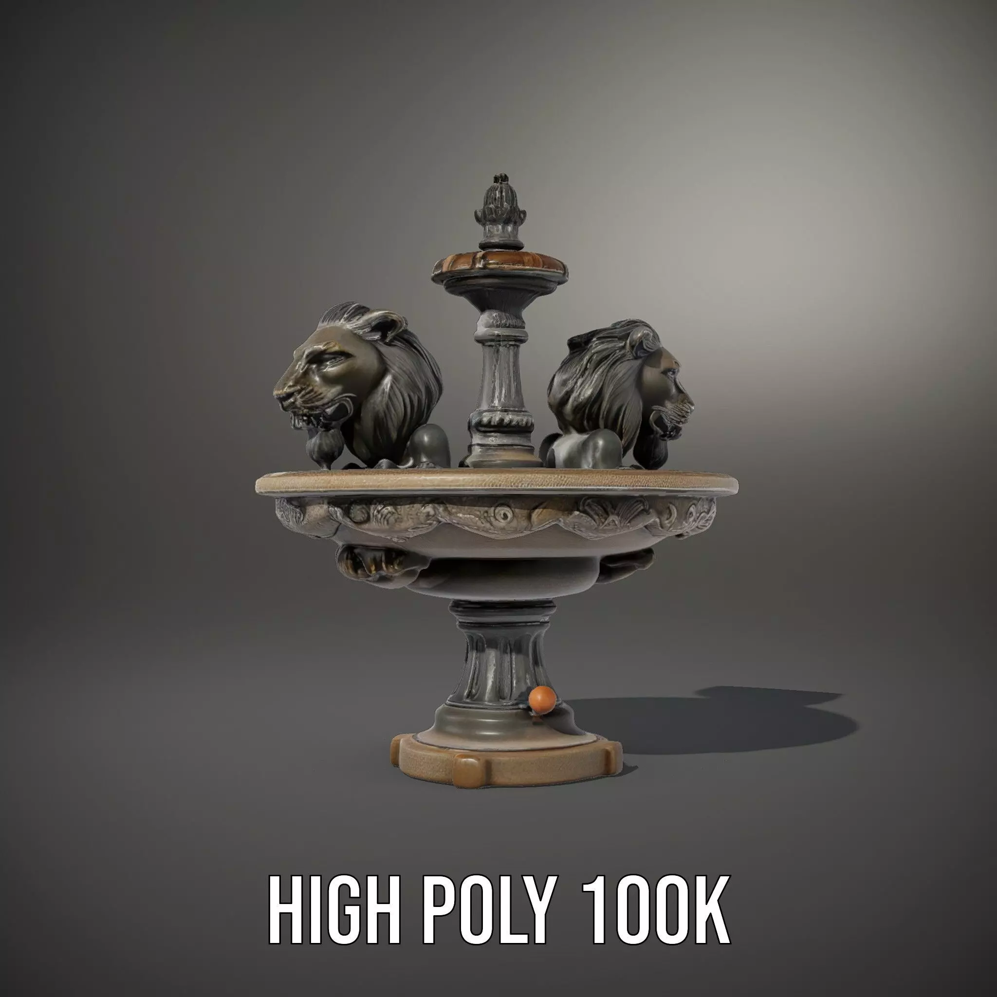 Elegant Lion Fountain model pack Low-poly 3D model_11