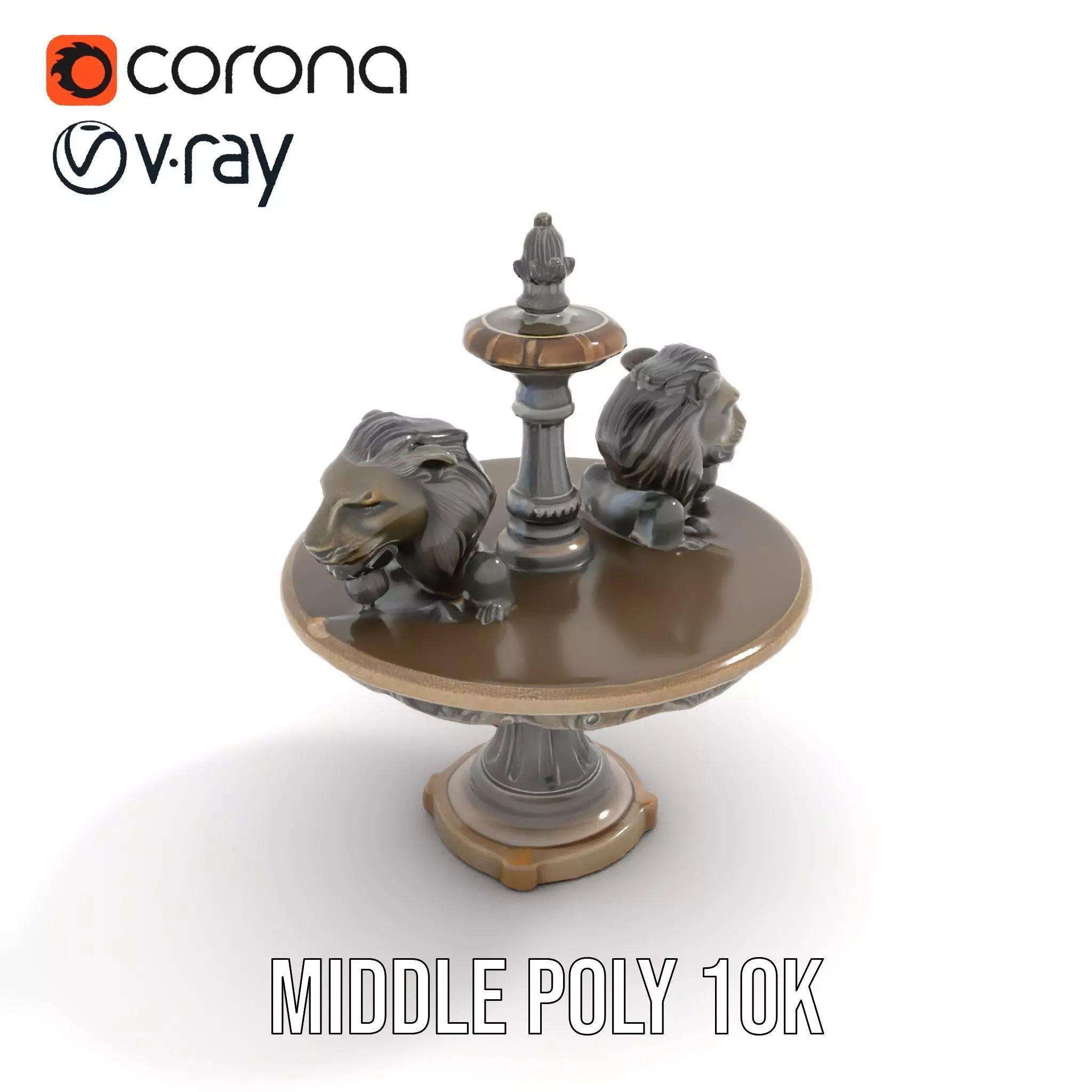Elegant Lion Fountain model pack Low-poly 3D model_12