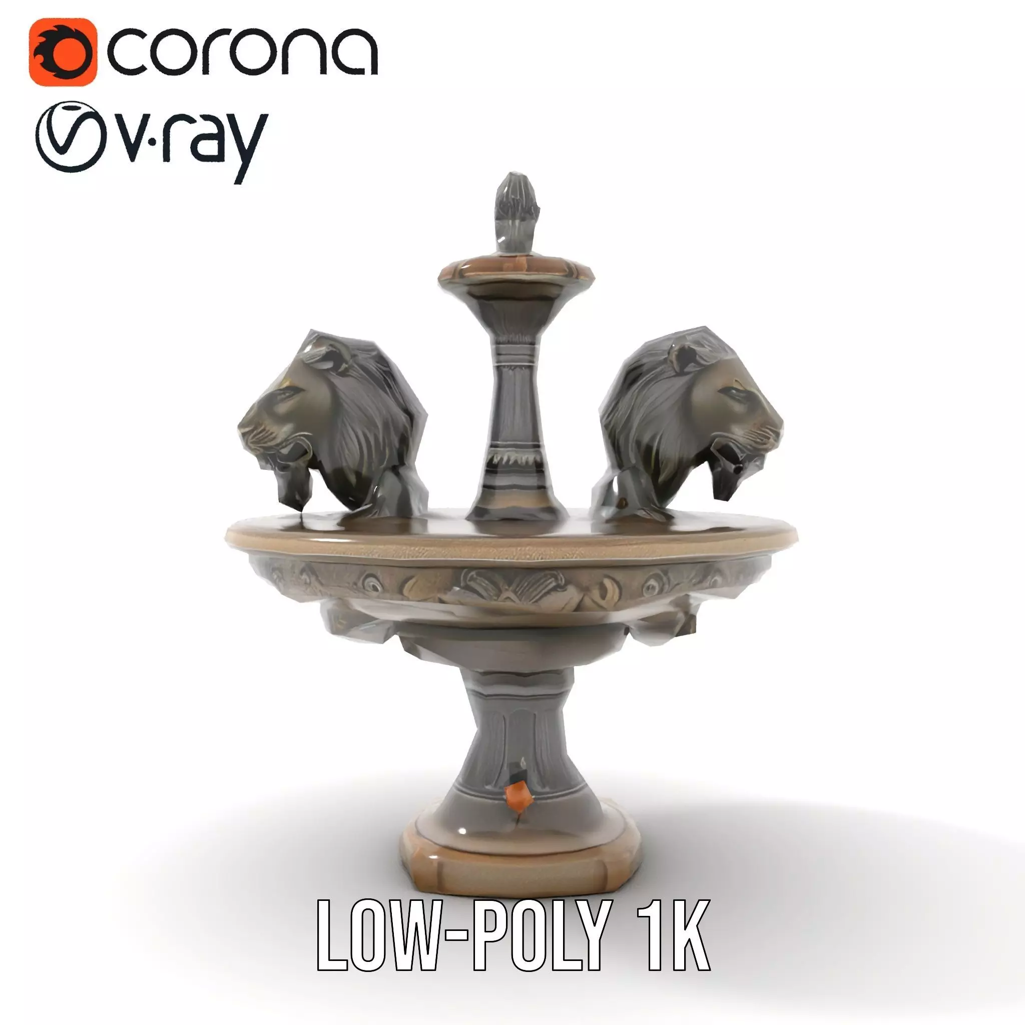 Elegant Lion Fountain model pack Low-poly 3D model_15