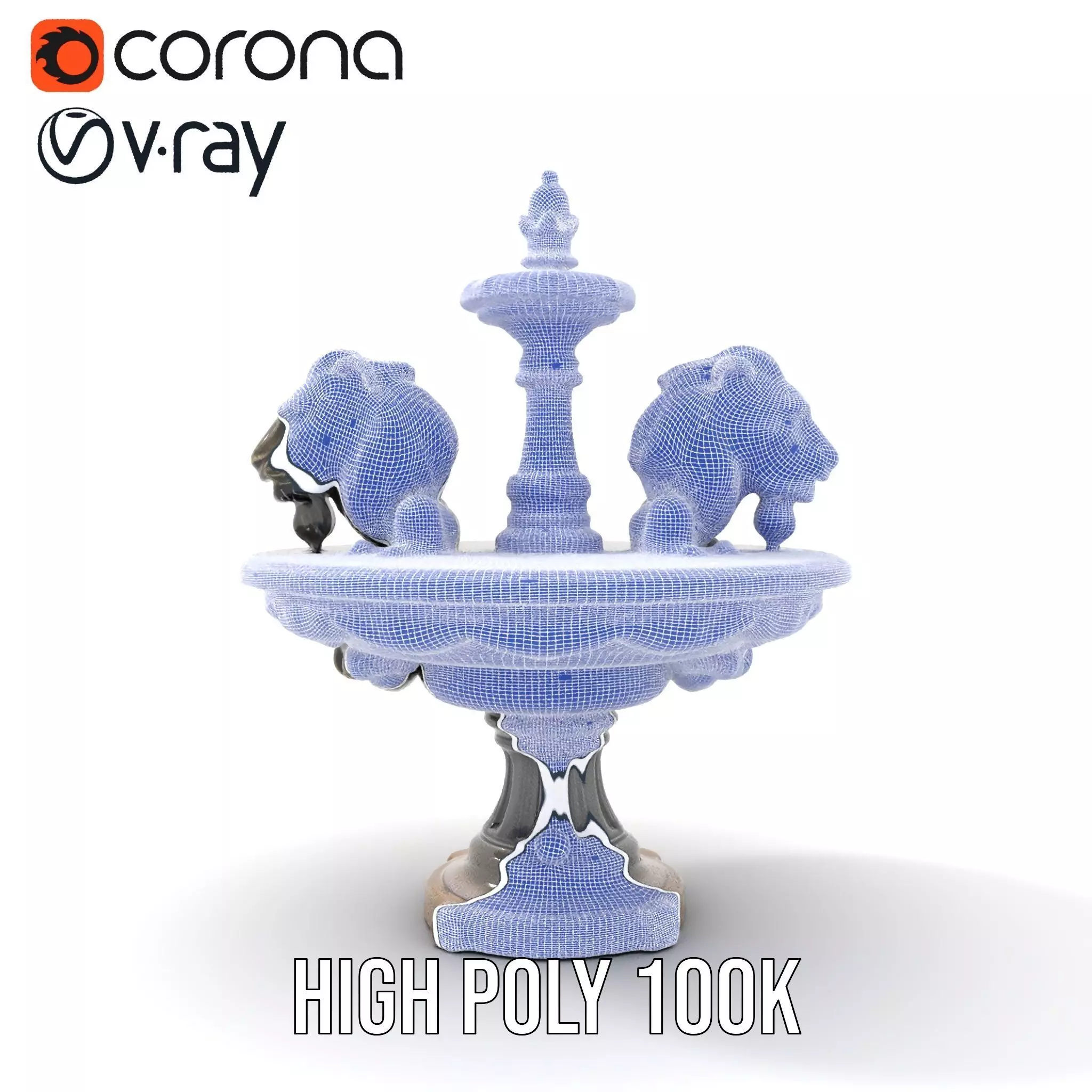 Elegant Lion Fountain model pack Low-poly 3D model_35