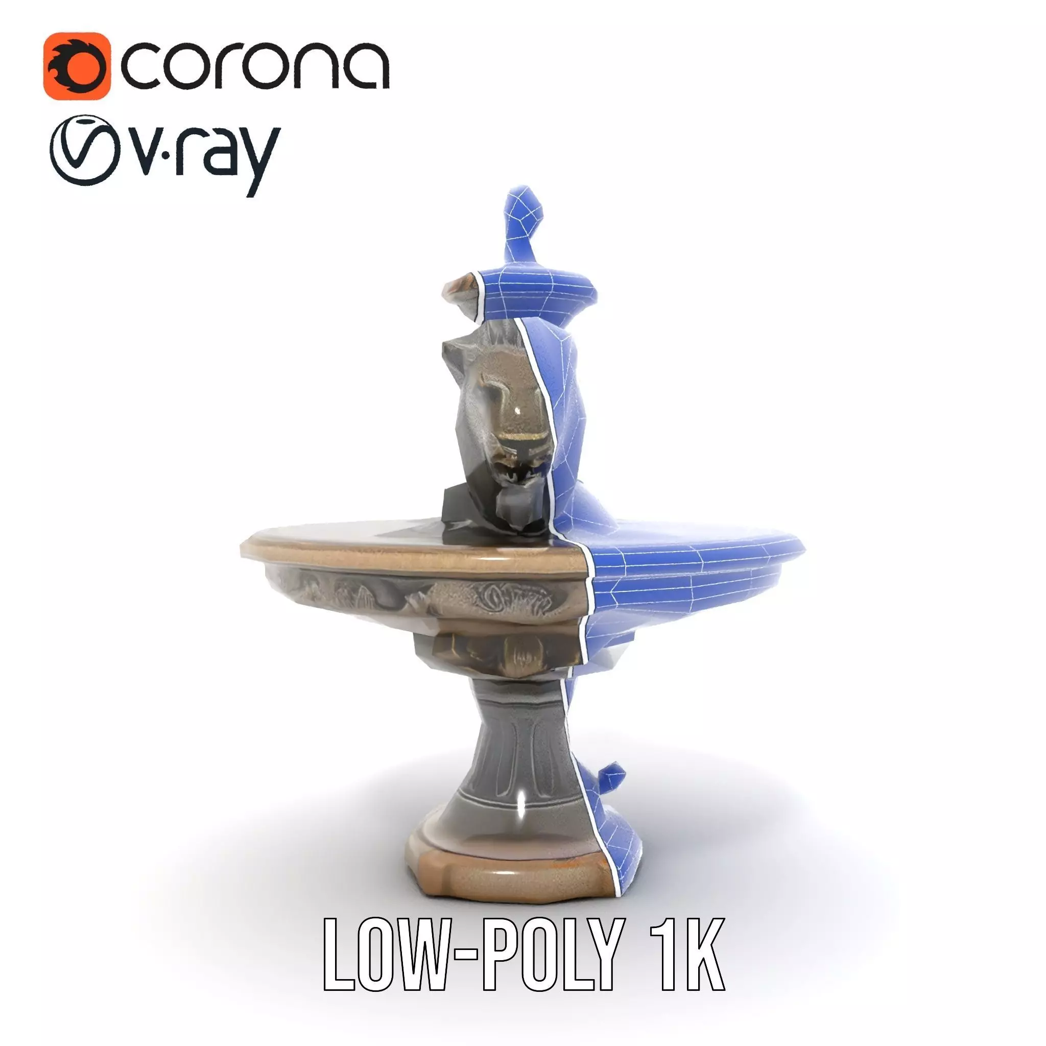 Elegant Lion Fountain model pack Low-poly 3D model_31