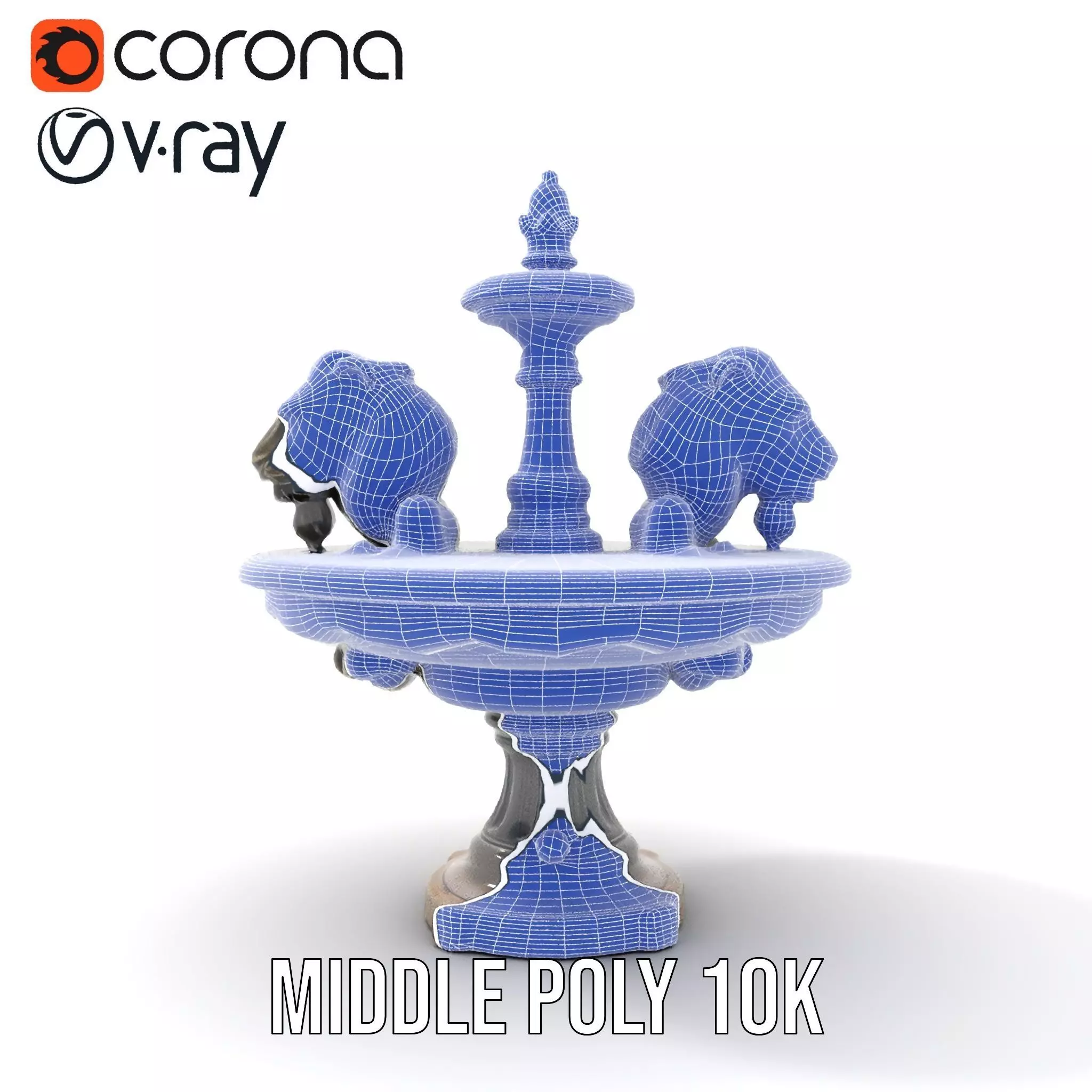 Elegant Lion Fountain model pack Low-poly 3D model_30