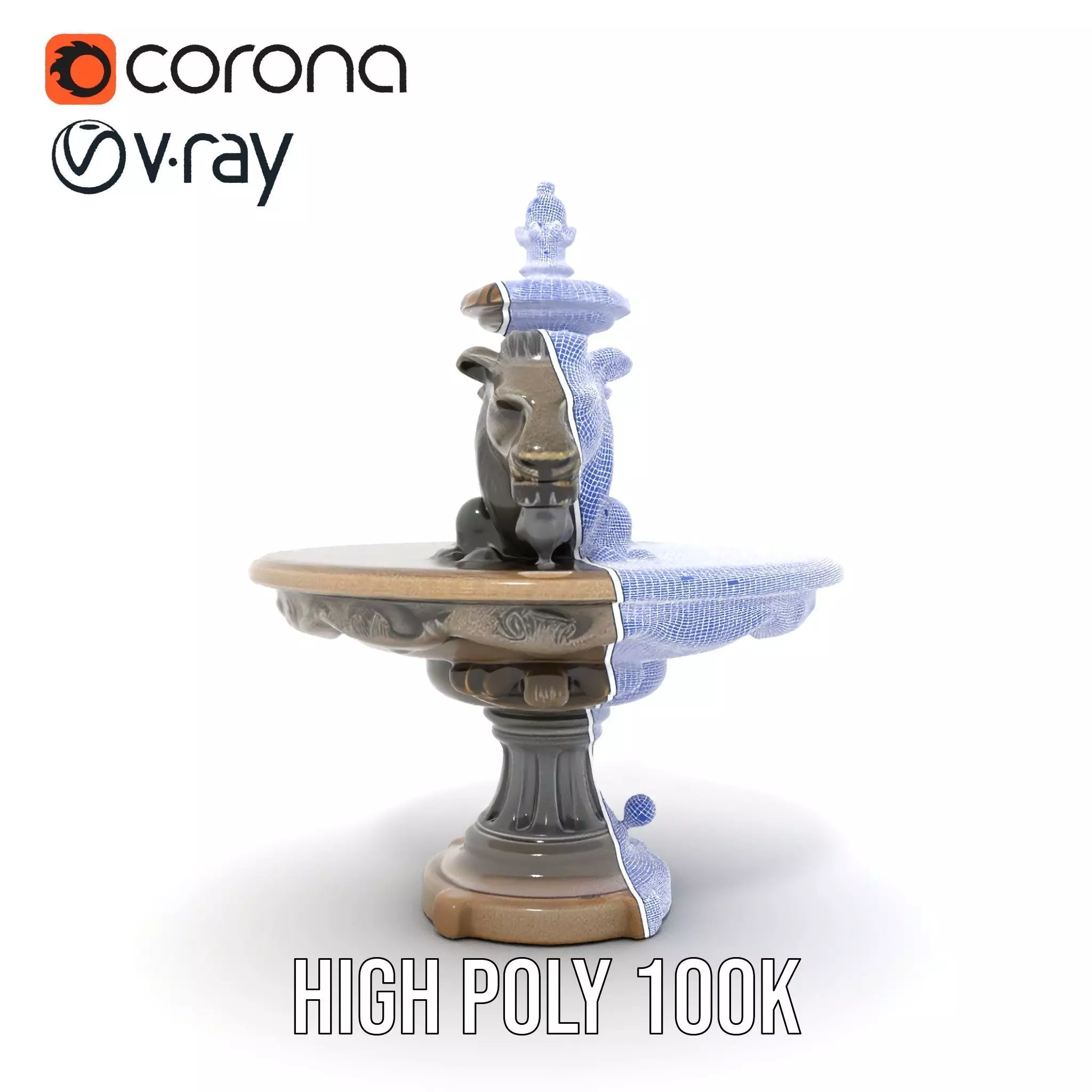 Elegant Lion Fountain model pack Low-poly 3D model_33