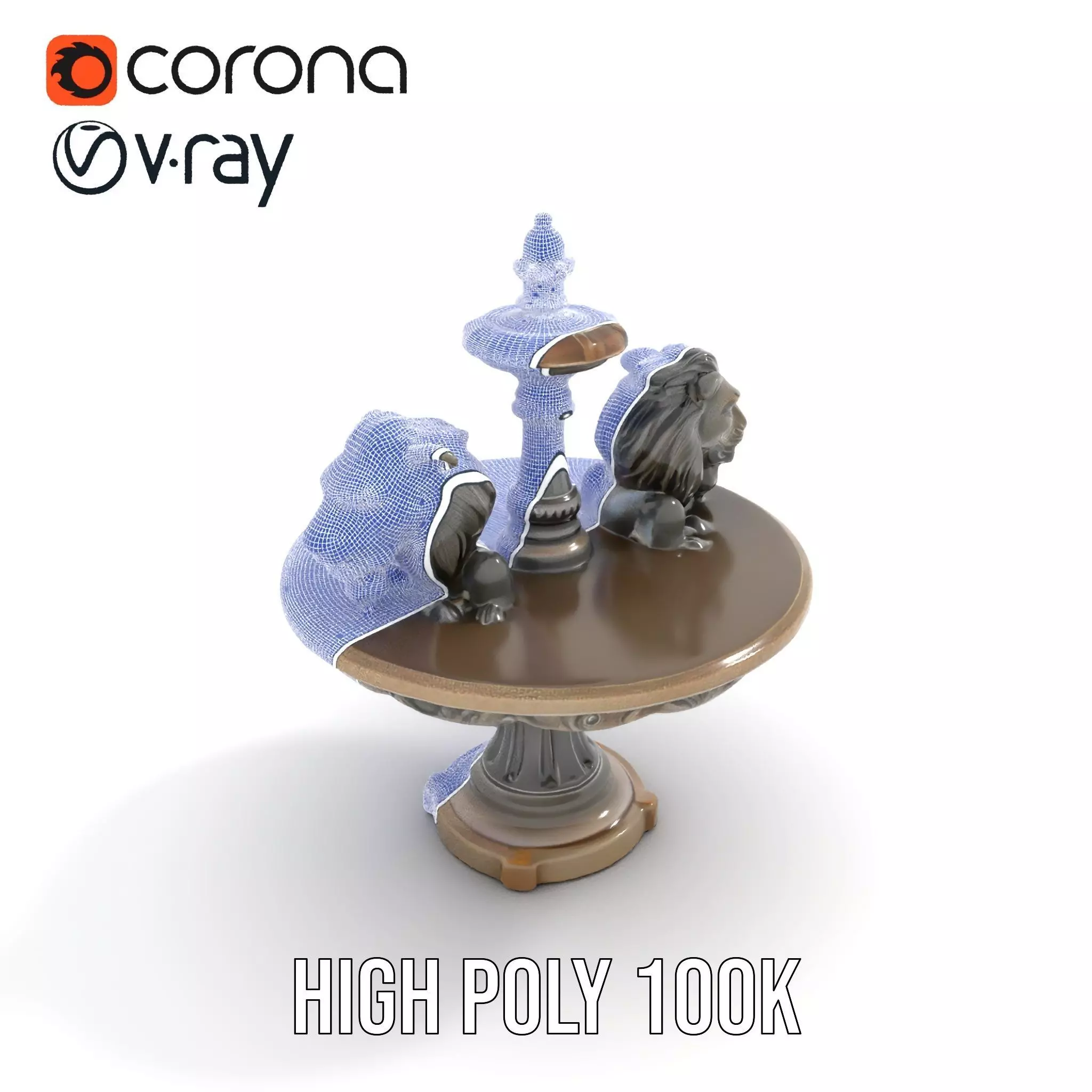 Elegant Lion Fountain model pack Low-poly 3D model_34