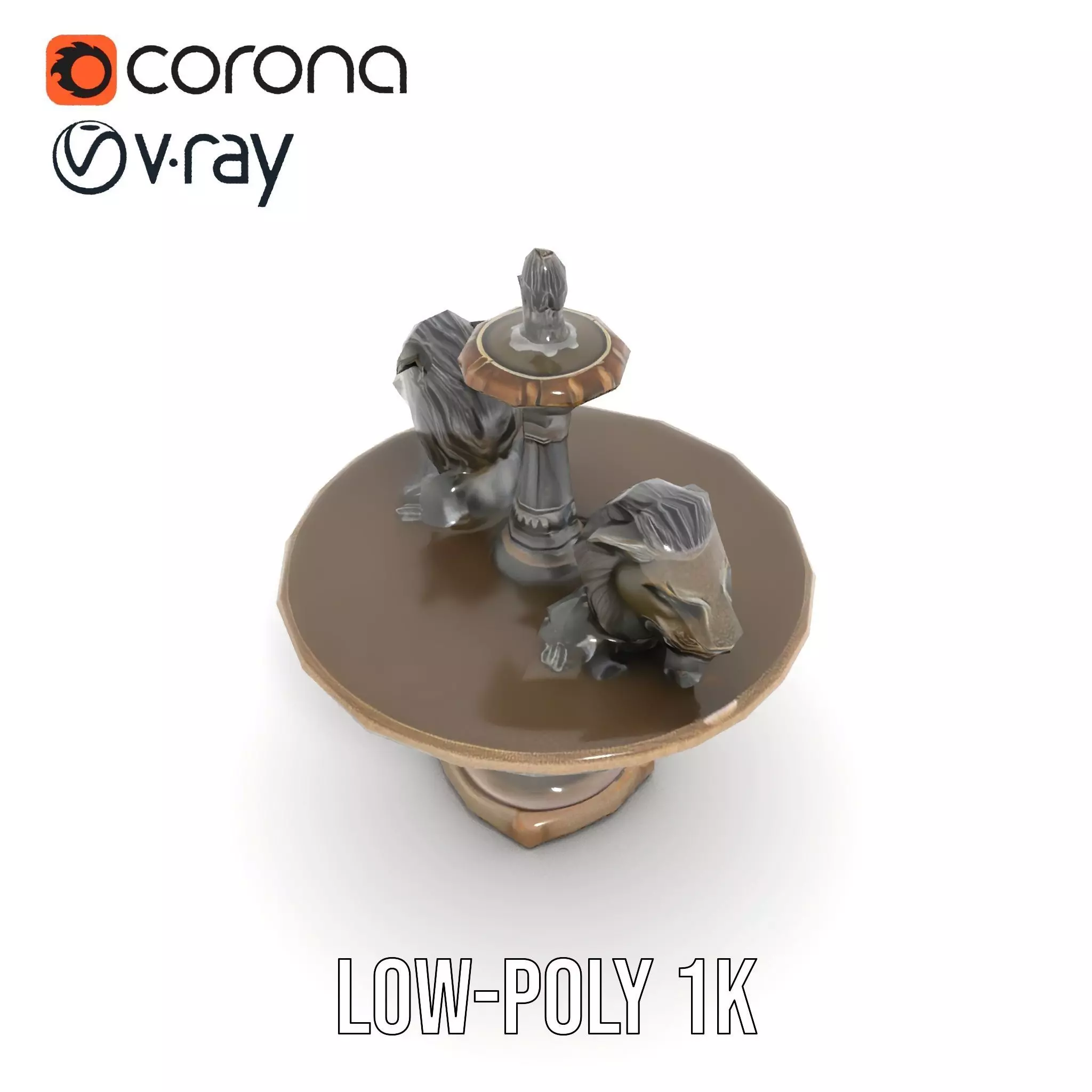 Elegant Lion Fountain model pack Low-poly 3D model_10