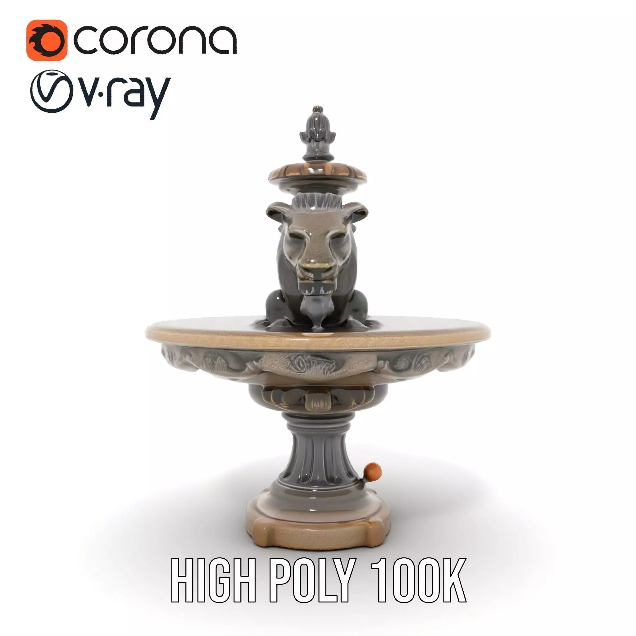 Elegant Lion Fountain model pack Low-poly 3D model_21