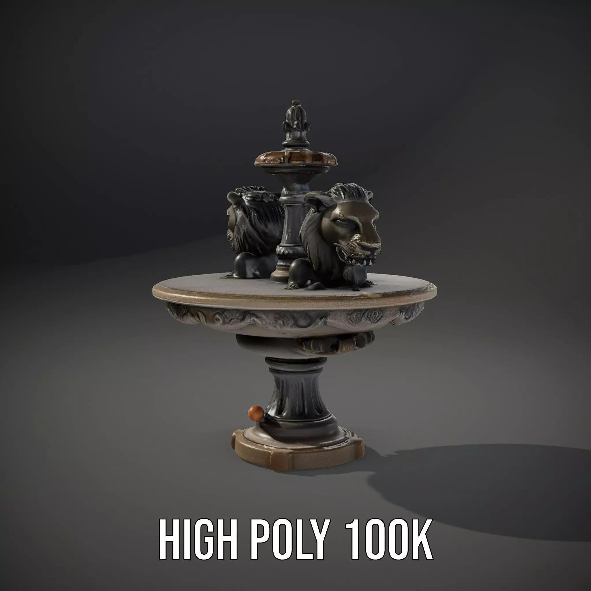 Elegant Lion Fountain model pack Low-poly 3D model_9