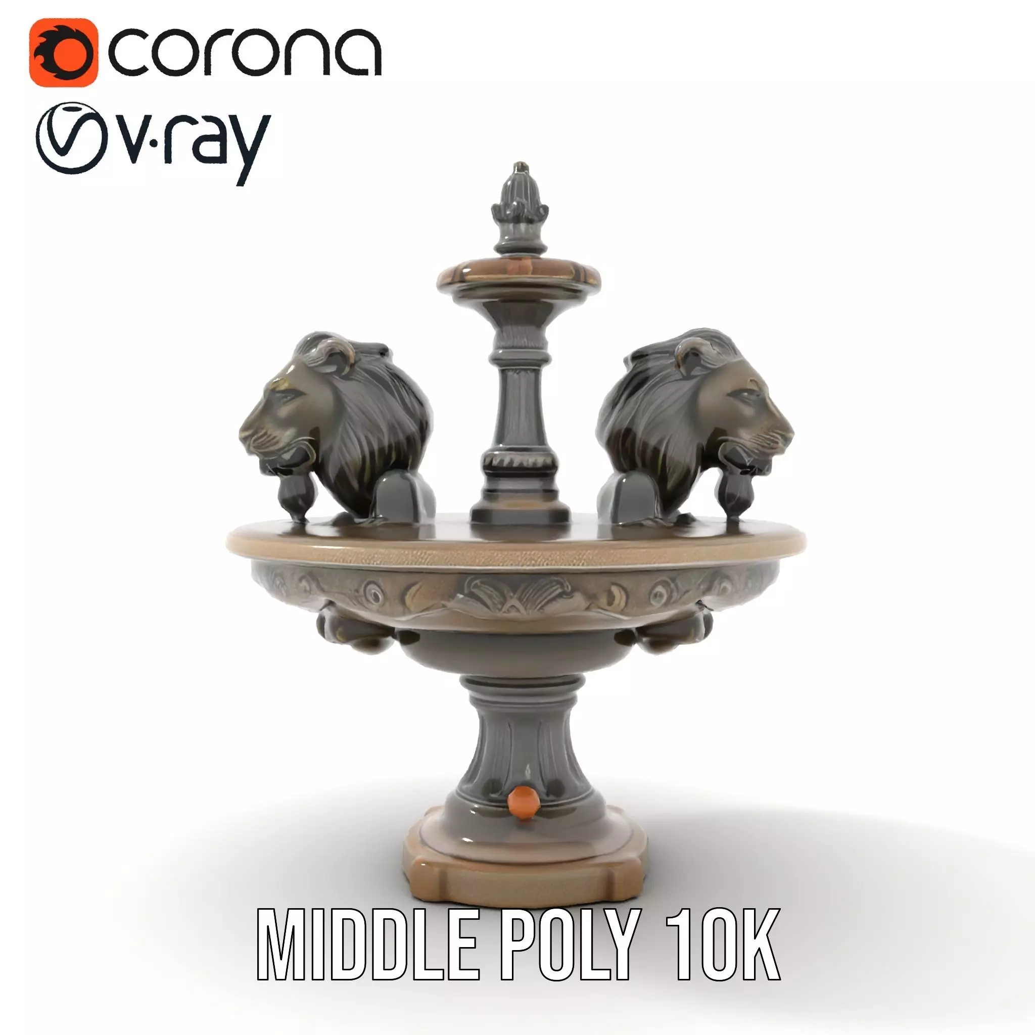 Elegant Lion Fountain model pack Low-poly 3D model_19