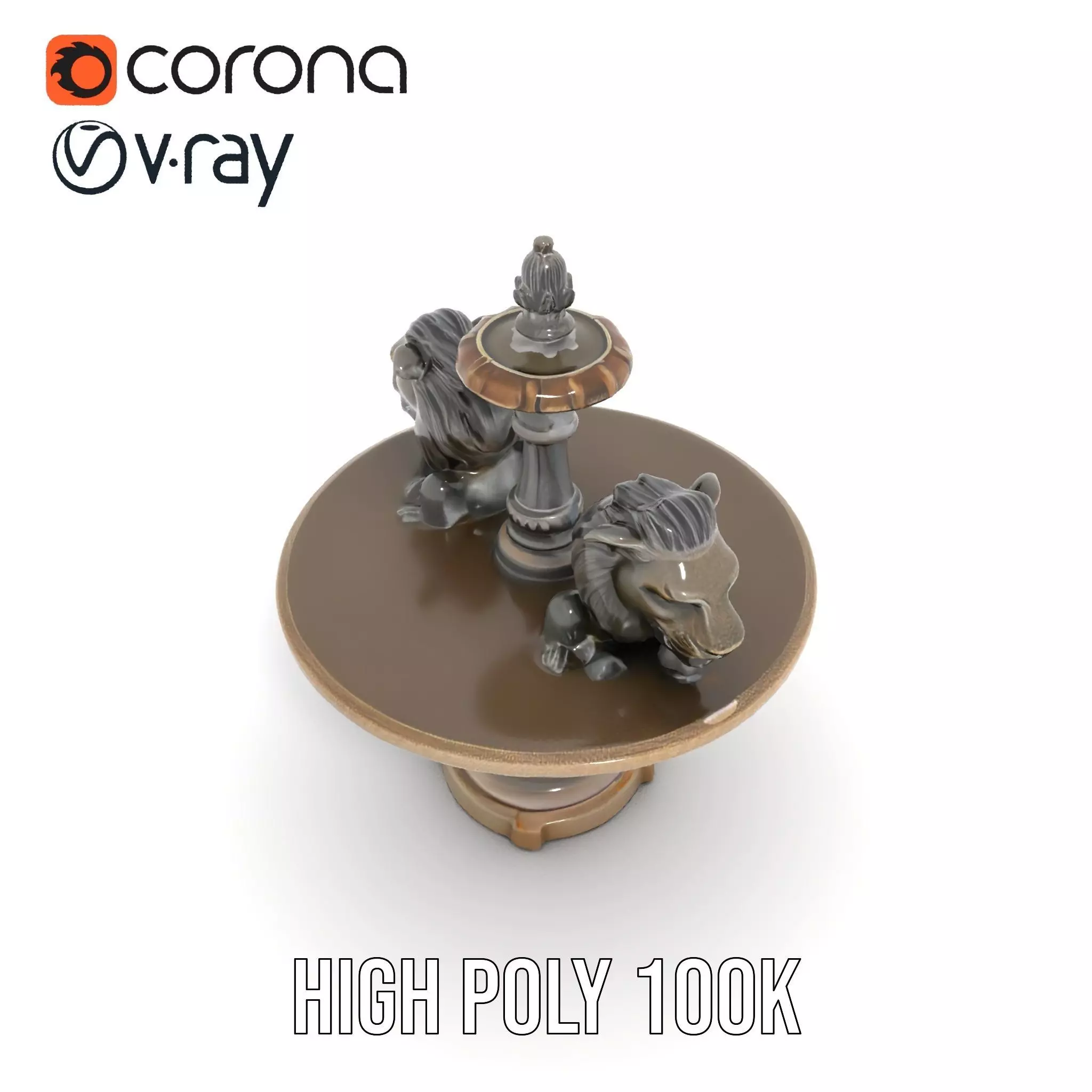 Elegant Lion Fountain model pack Low-poly 3D model_16
