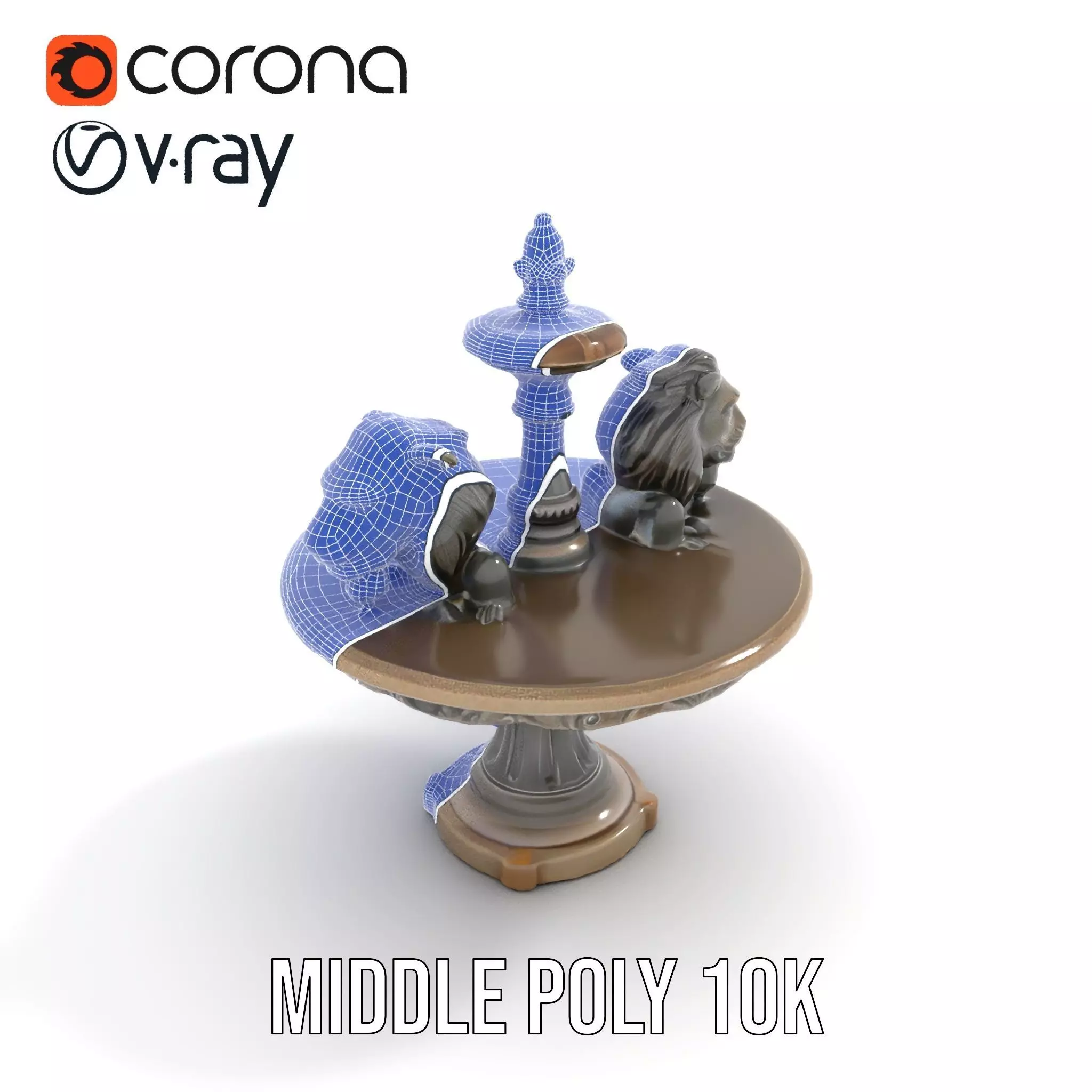 Elegant Lion Fountain model pack Low-poly 3D model_22