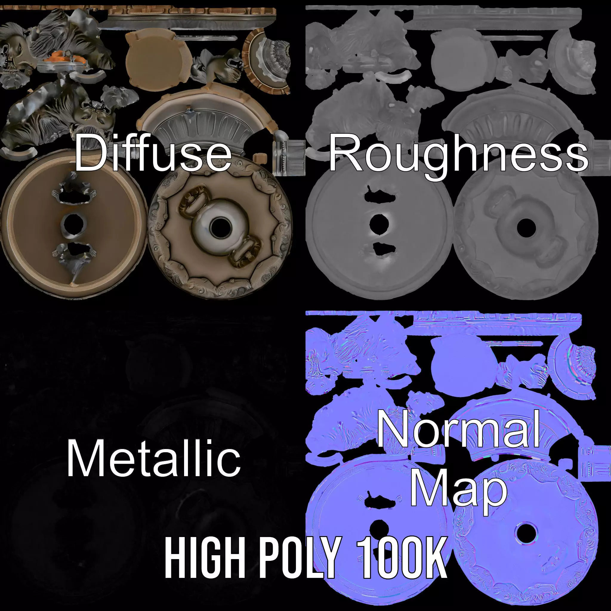 Elegant Lion Fountain model pack Low-poly 3D model_4