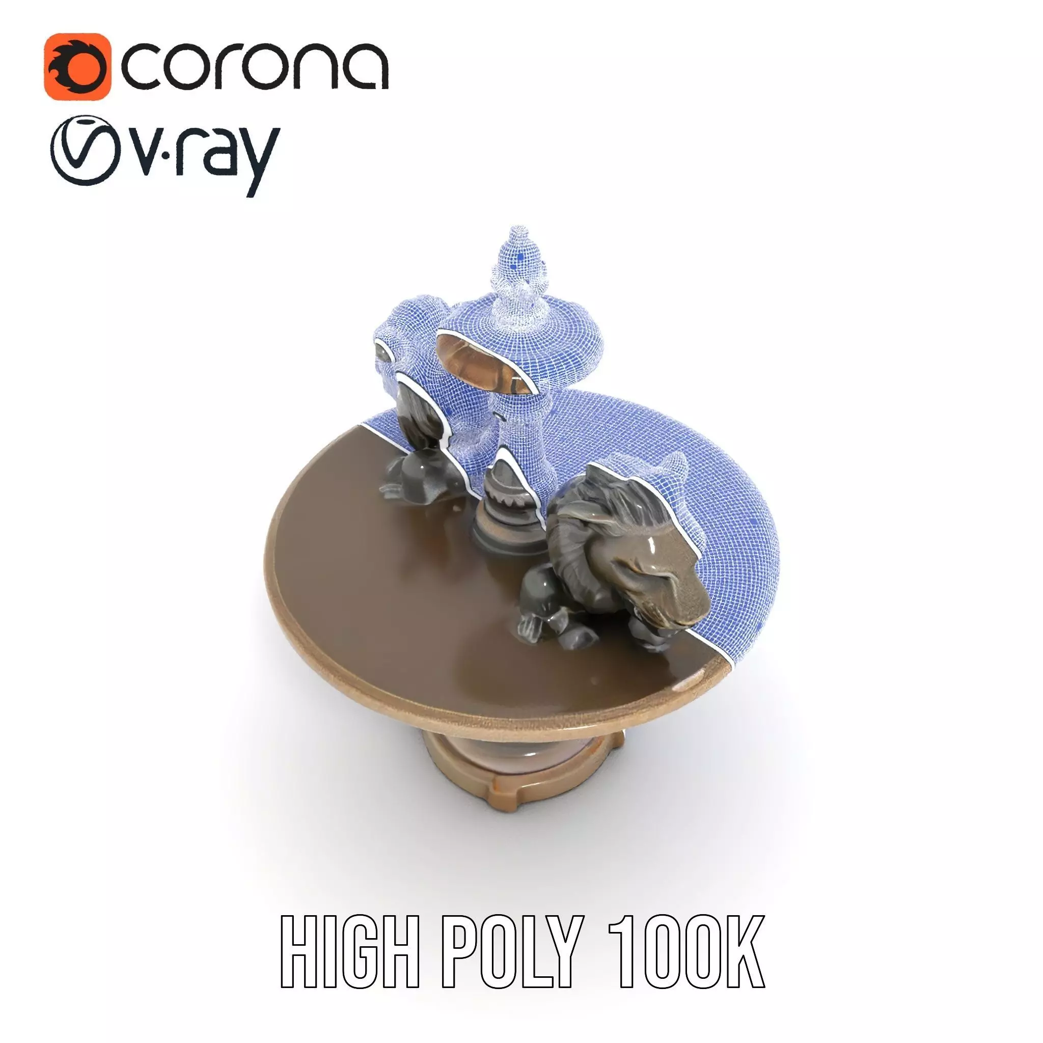 Elegant Lion Fountain model pack Low-poly 3D model_32