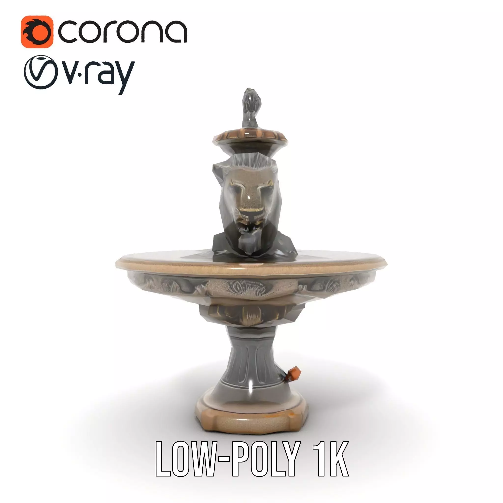 Elegant Lion Fountain model pack Low-poly 3D model_8
