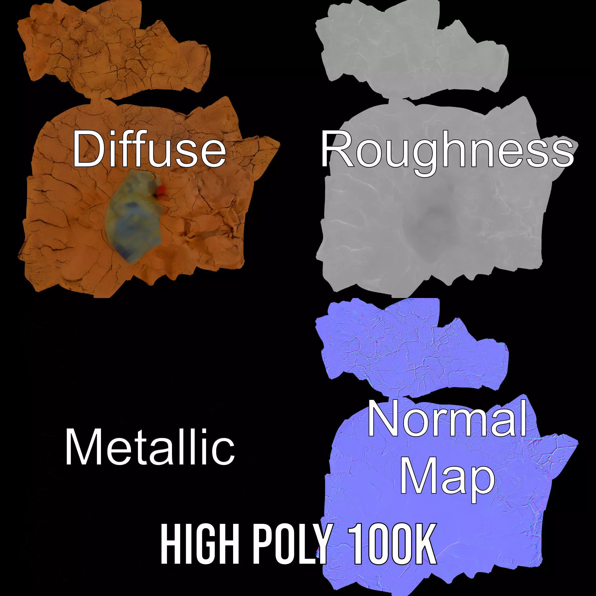 Terracotta Boulder model pack Low-poly 3D model_3