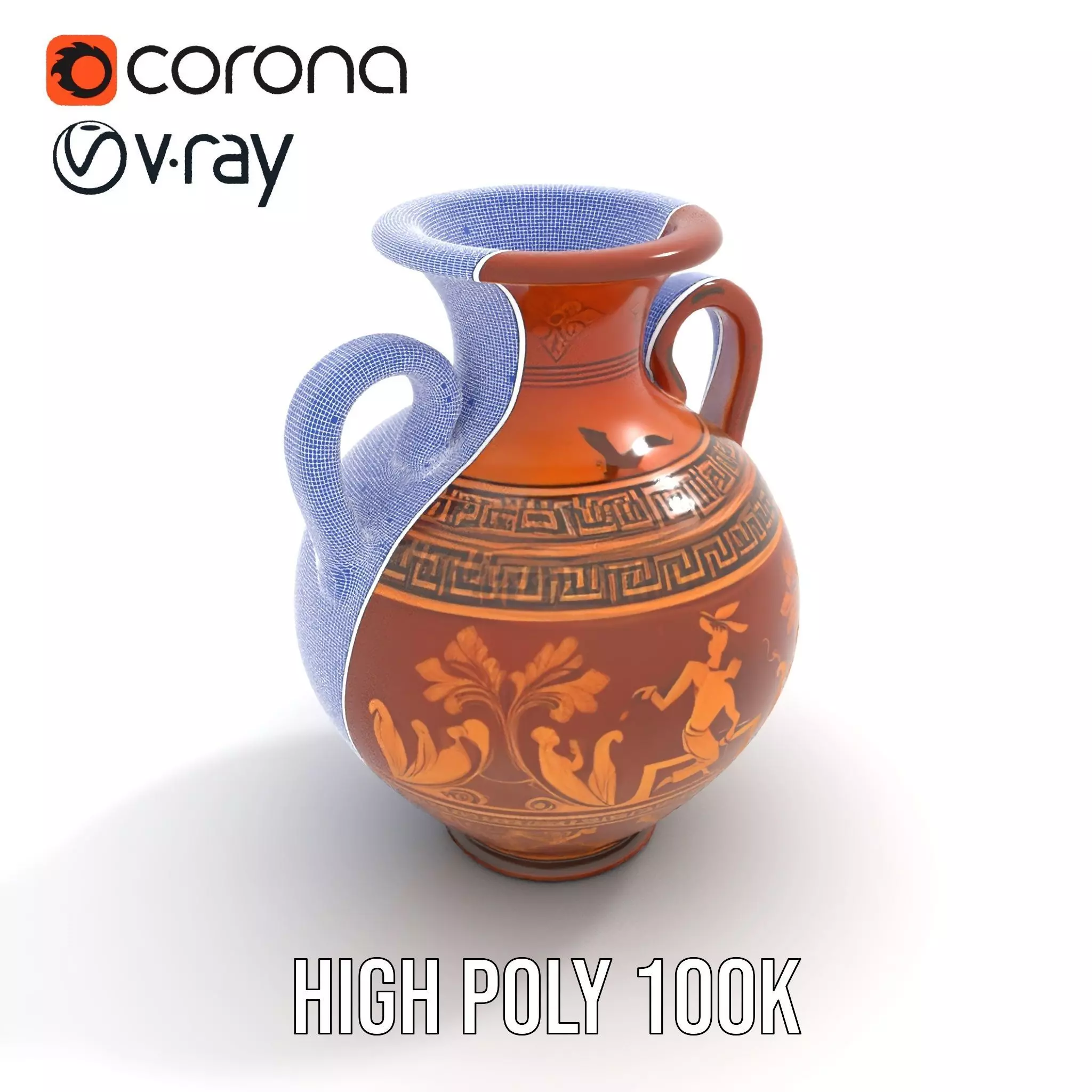Greek Amphora Terra Cotta model pack Low-poly 3D model_33