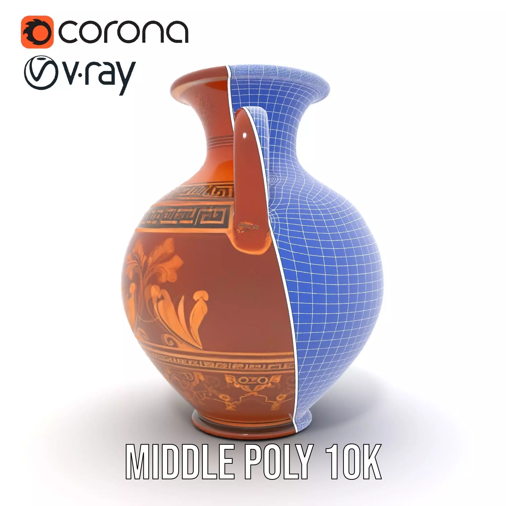 Greek Amphora Terra Cotta model pack Low-poly 3D model_29