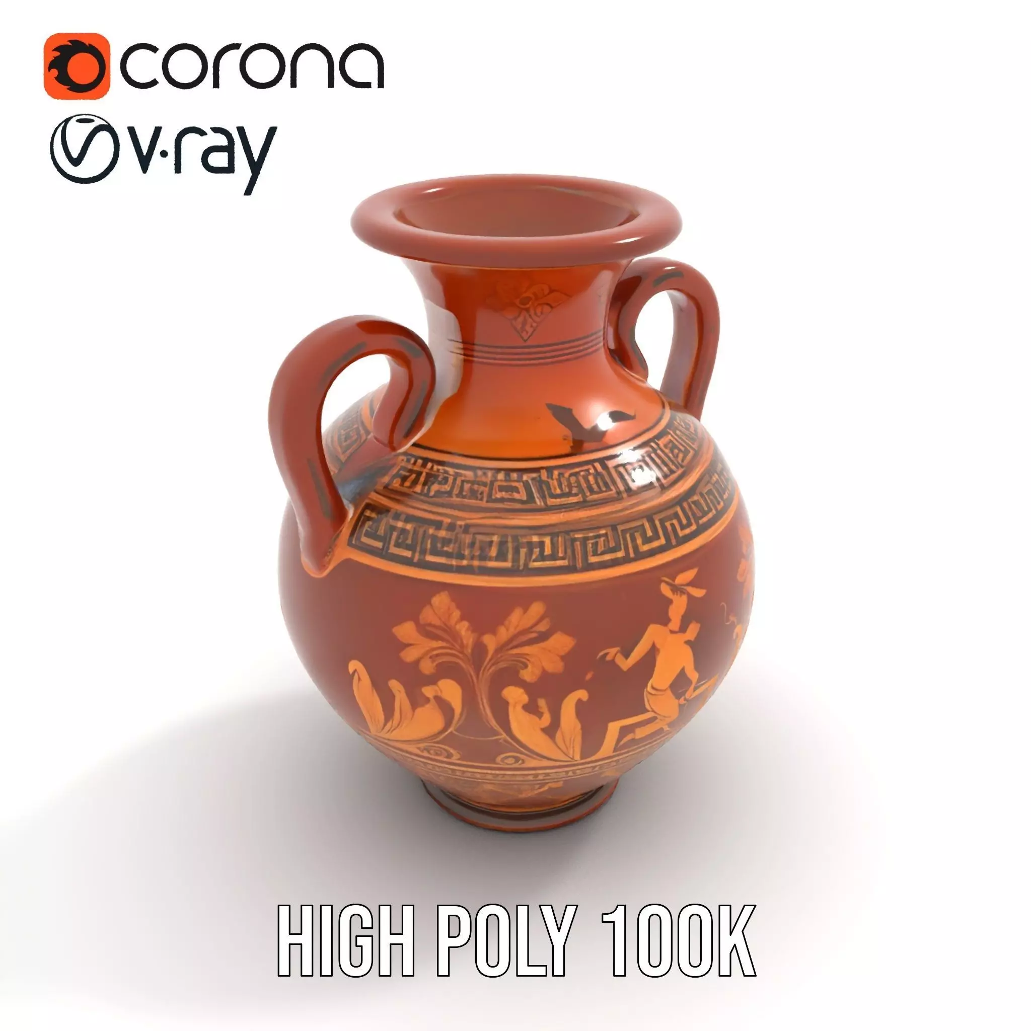 Greek Amphora Terra Cotta model pack Low-poly 3D model_15