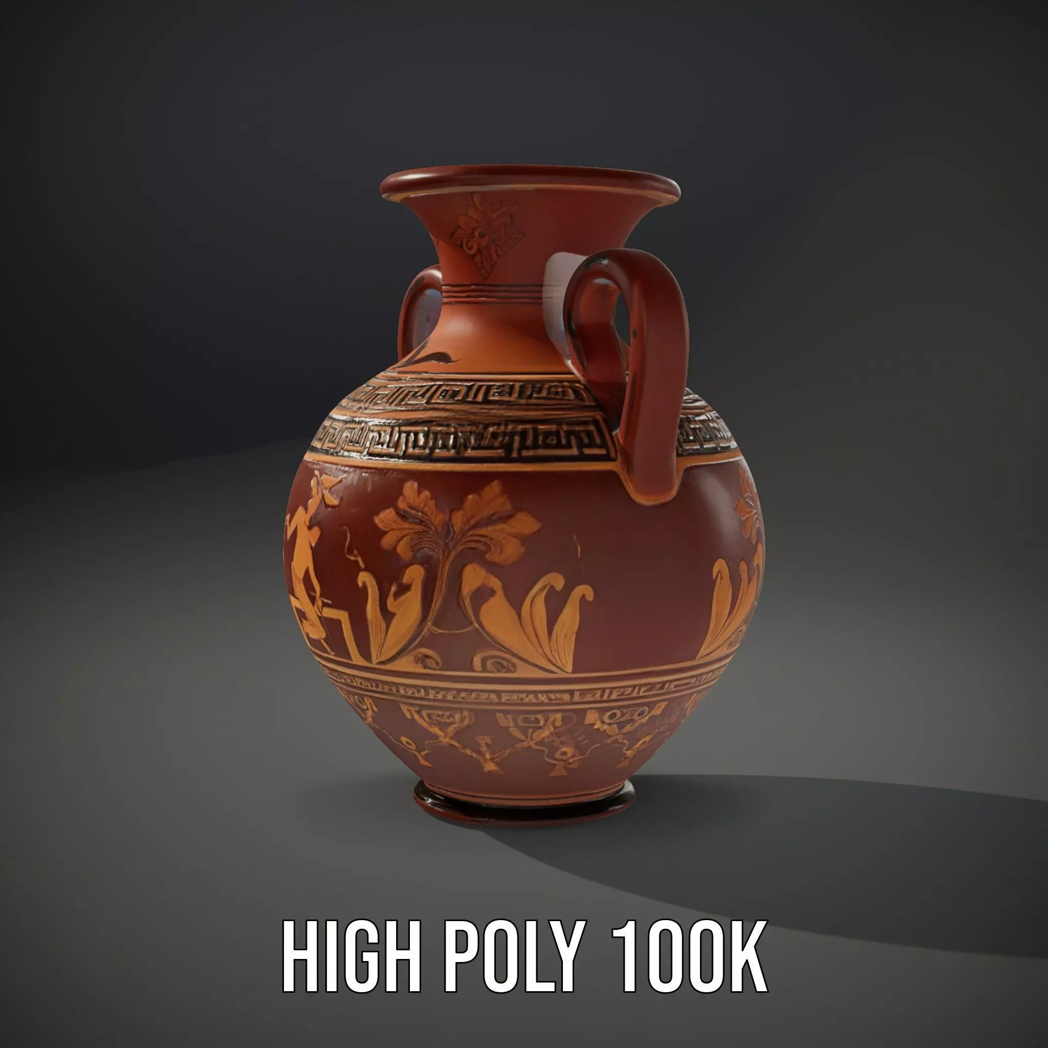 Greek Amphora Terra Cotta model pack Low-poly 3D model_8