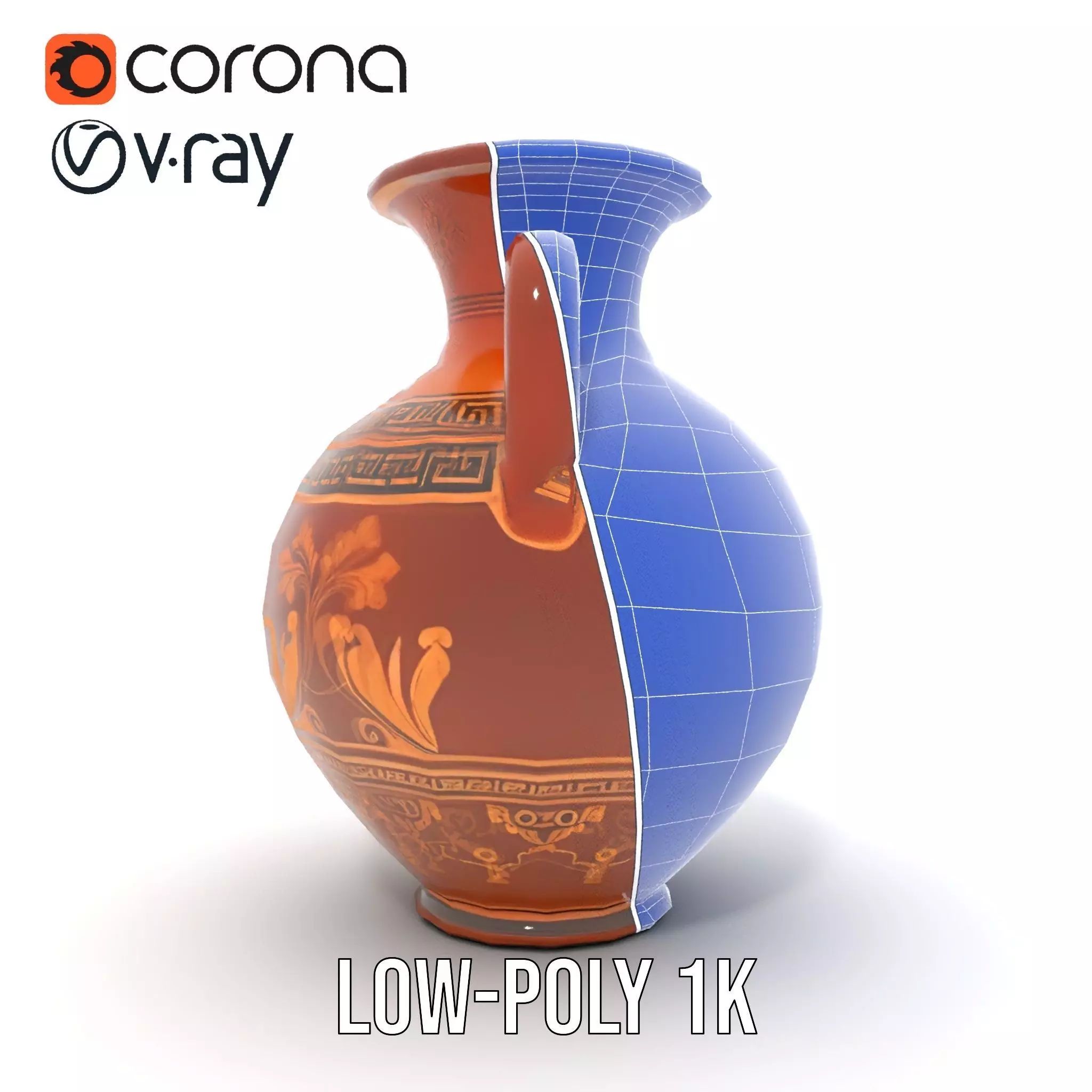 Greek Amphora Terra Cotta model pack Low-poly 3D model_12