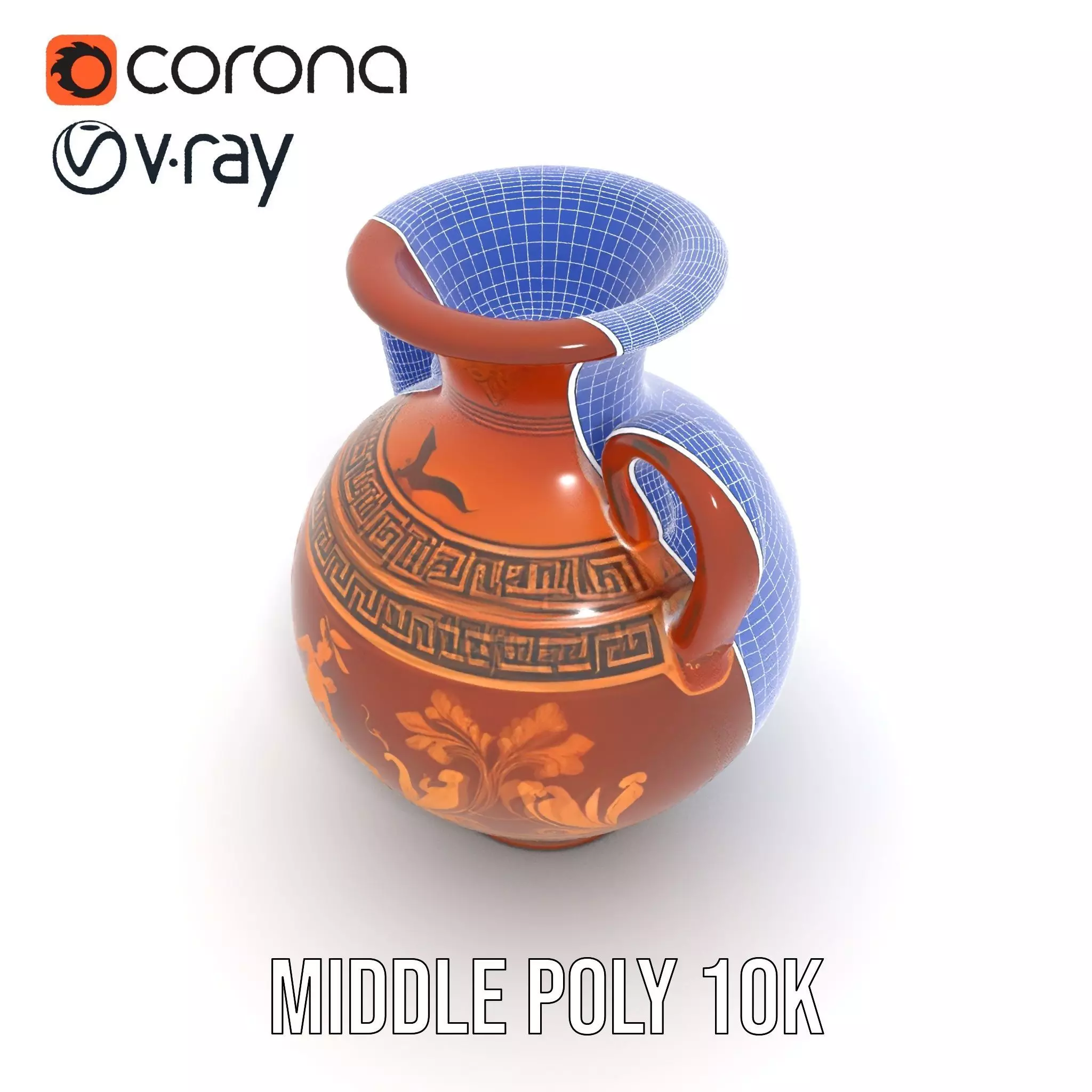 Greek Amphora Terra Cotta model pack Low-poly 3D model_26