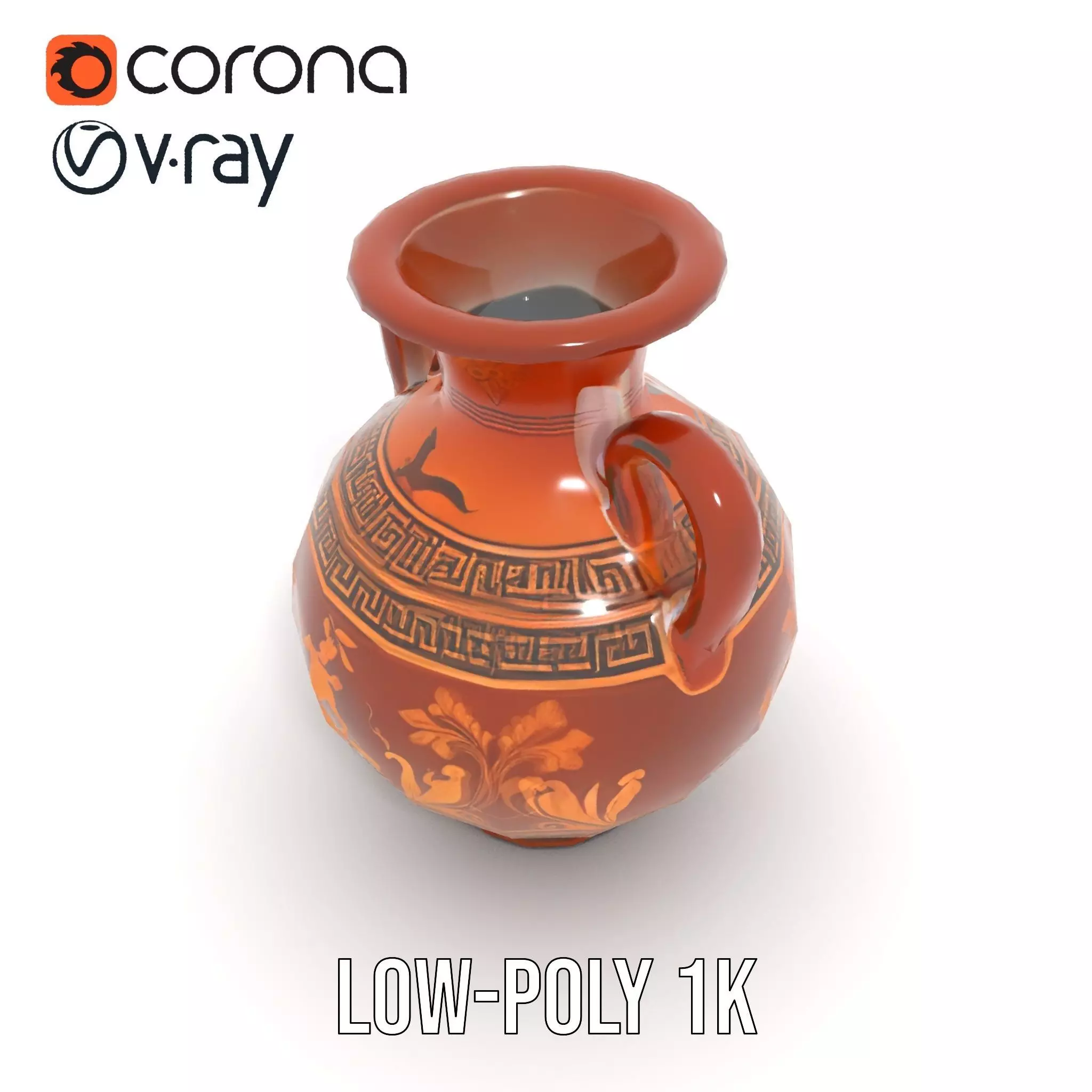 Greek Amphora Terra Cotta model pack Low-poly 3D model_25