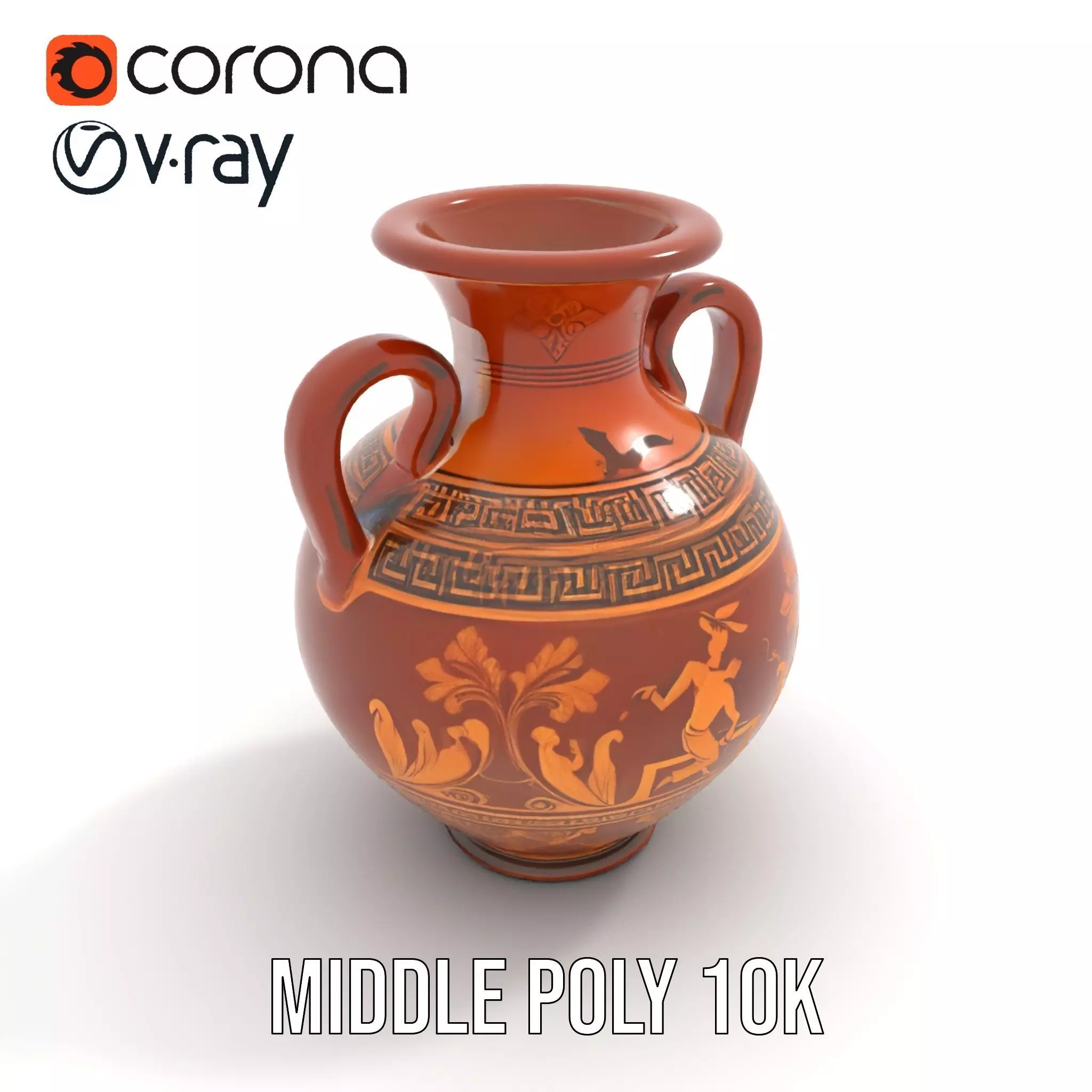 Greek Amphora Terra Cotta model pack Low-poly 3D model_5