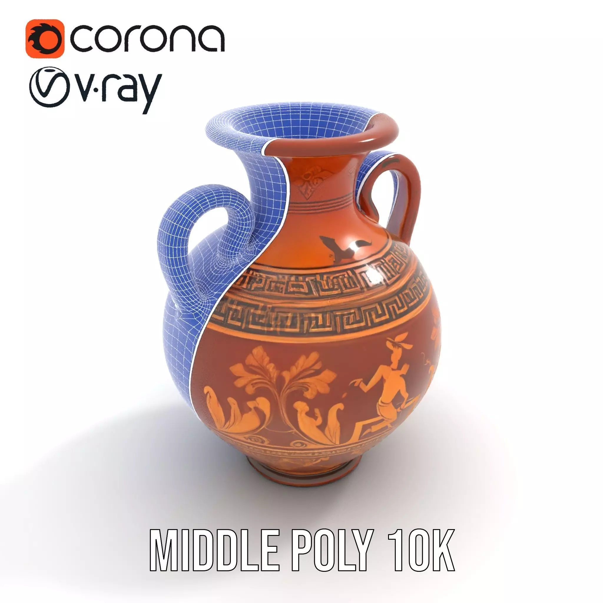Greek Amphora Terra Cotta model pack Low-poly 3D model_19