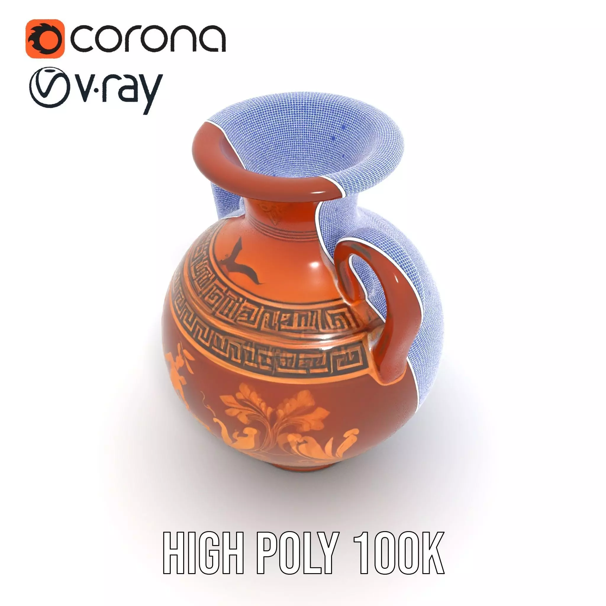 Greek Amphora Terra Cotta model pack Low-poly 3D model_31