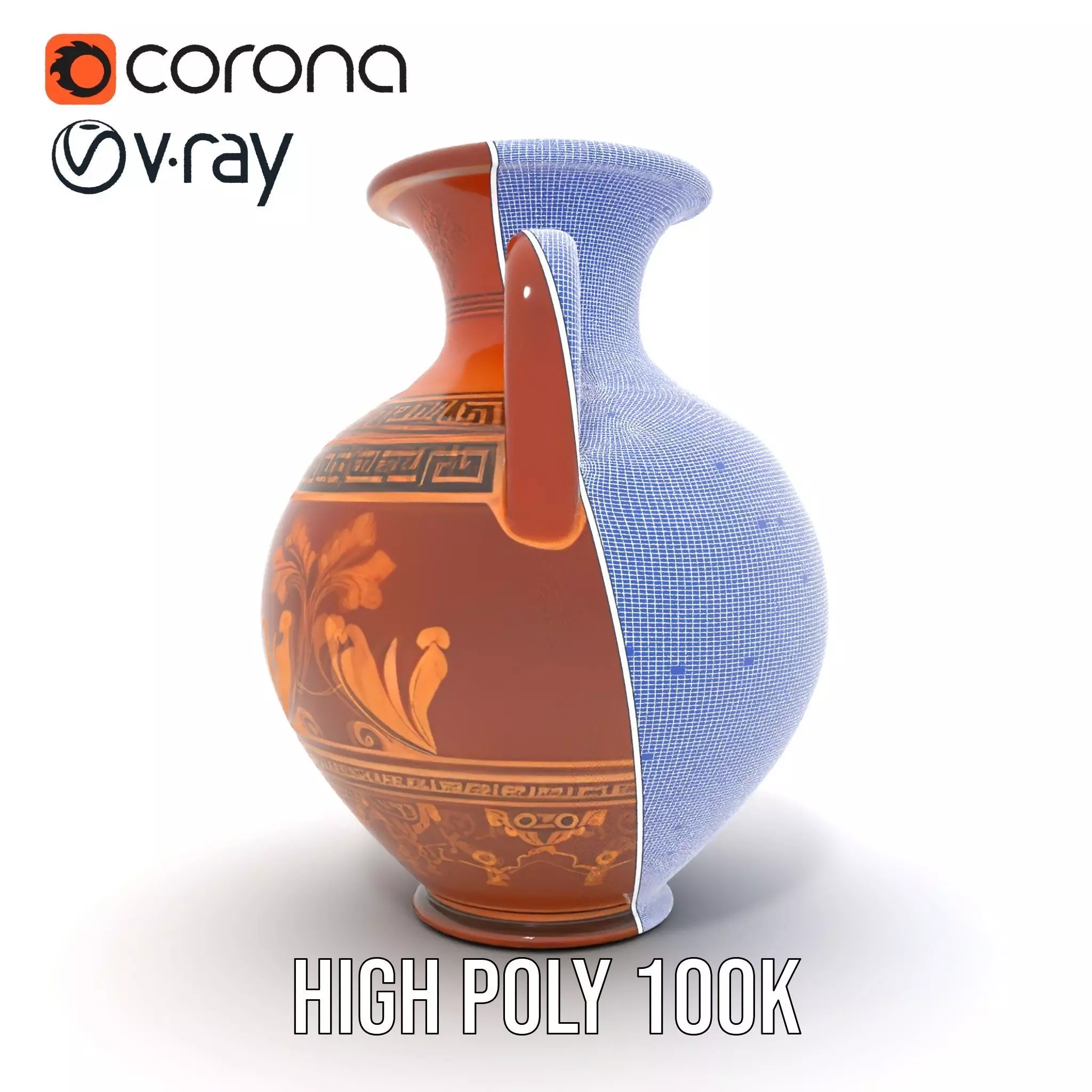 Greek Amphora Terra Cotta model pack Low-poly 3D model_28