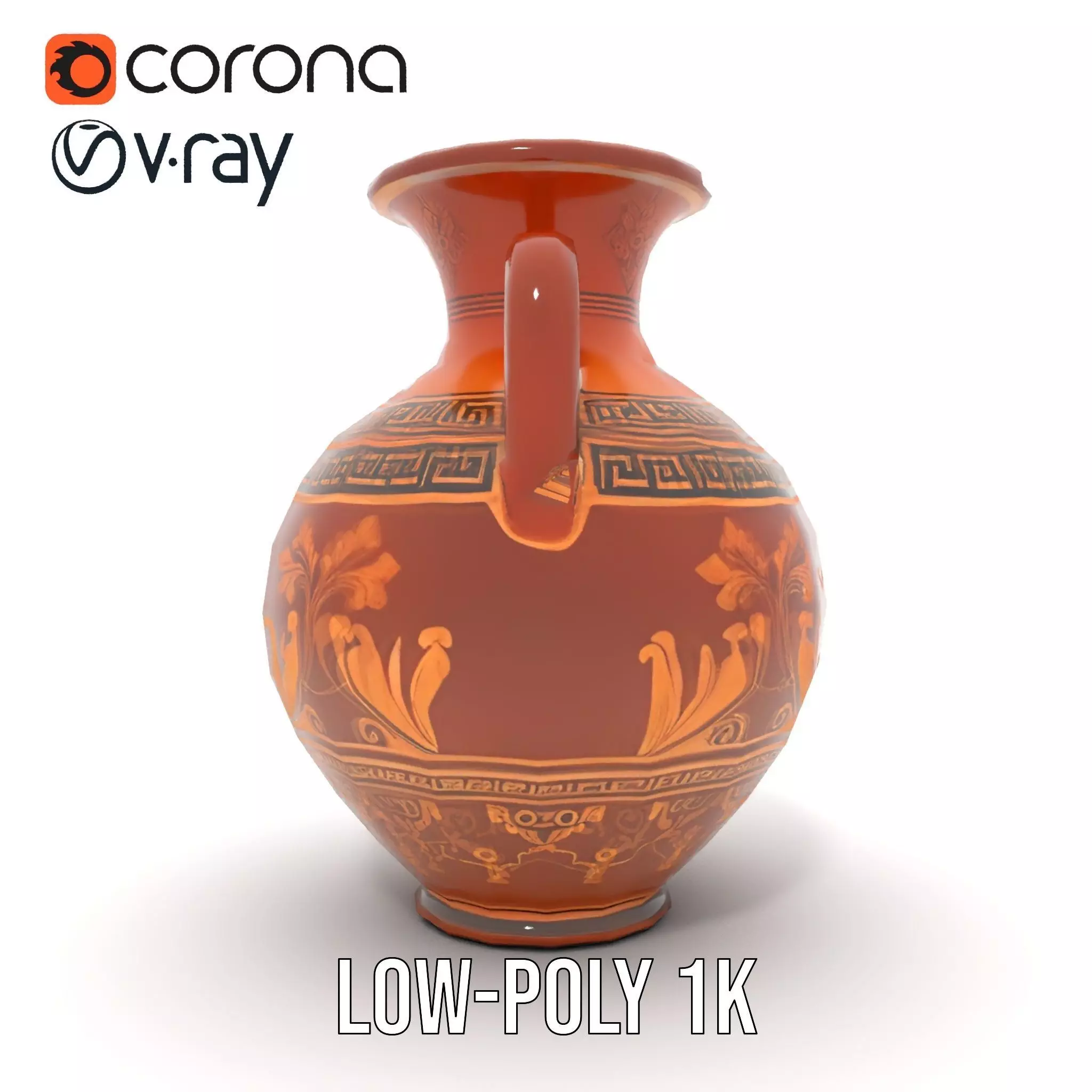 Greek Amphora Terra Cotta model pack Low-poly 3D model_20