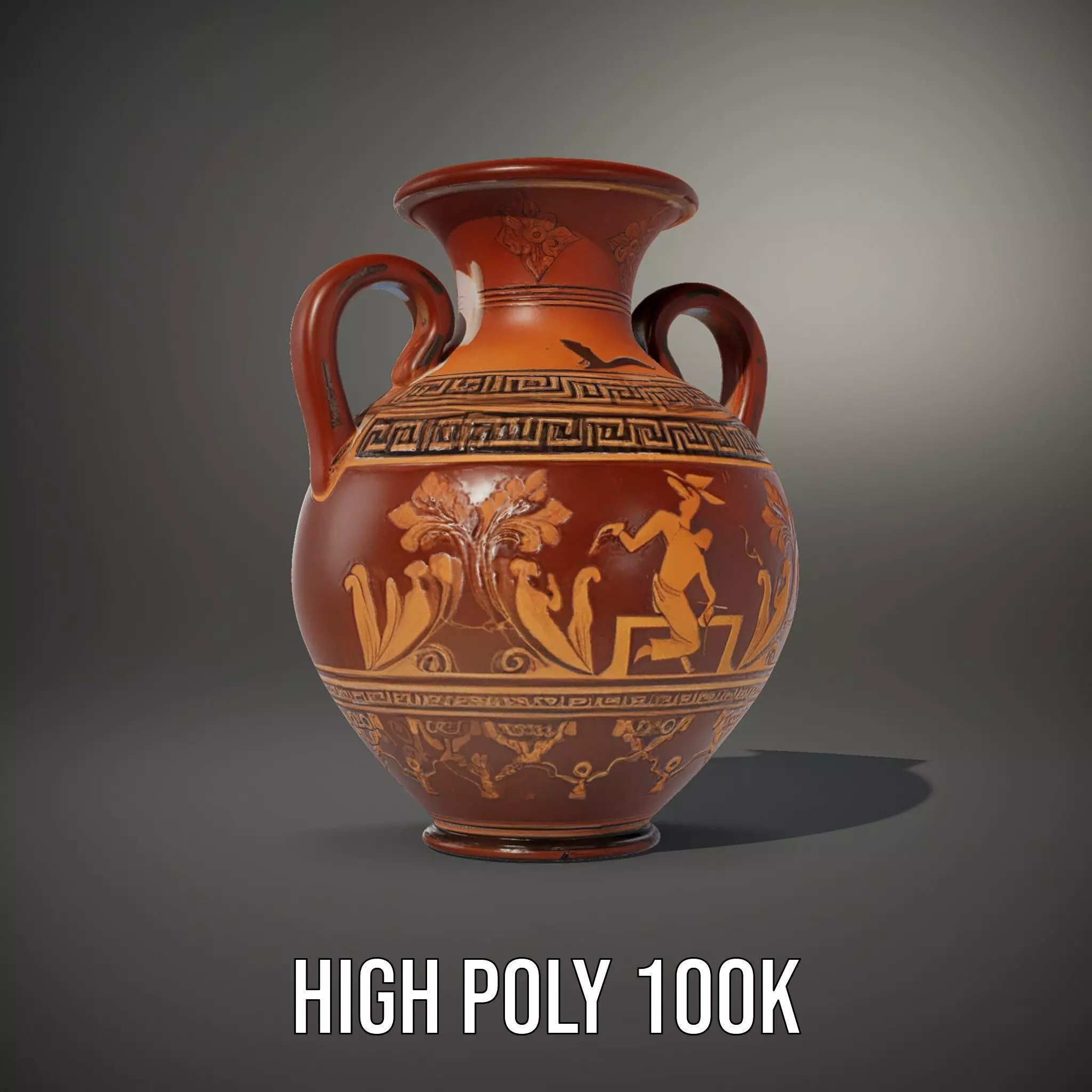 Greek Amphora Terra Cotta model pack Low-poly 3D model_10