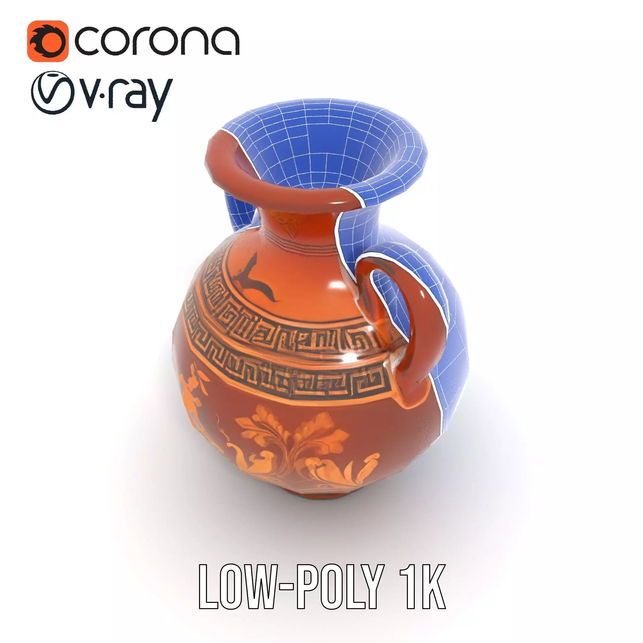 Greek Amphora Terra Cotta model pack Low-poly 3D model_27