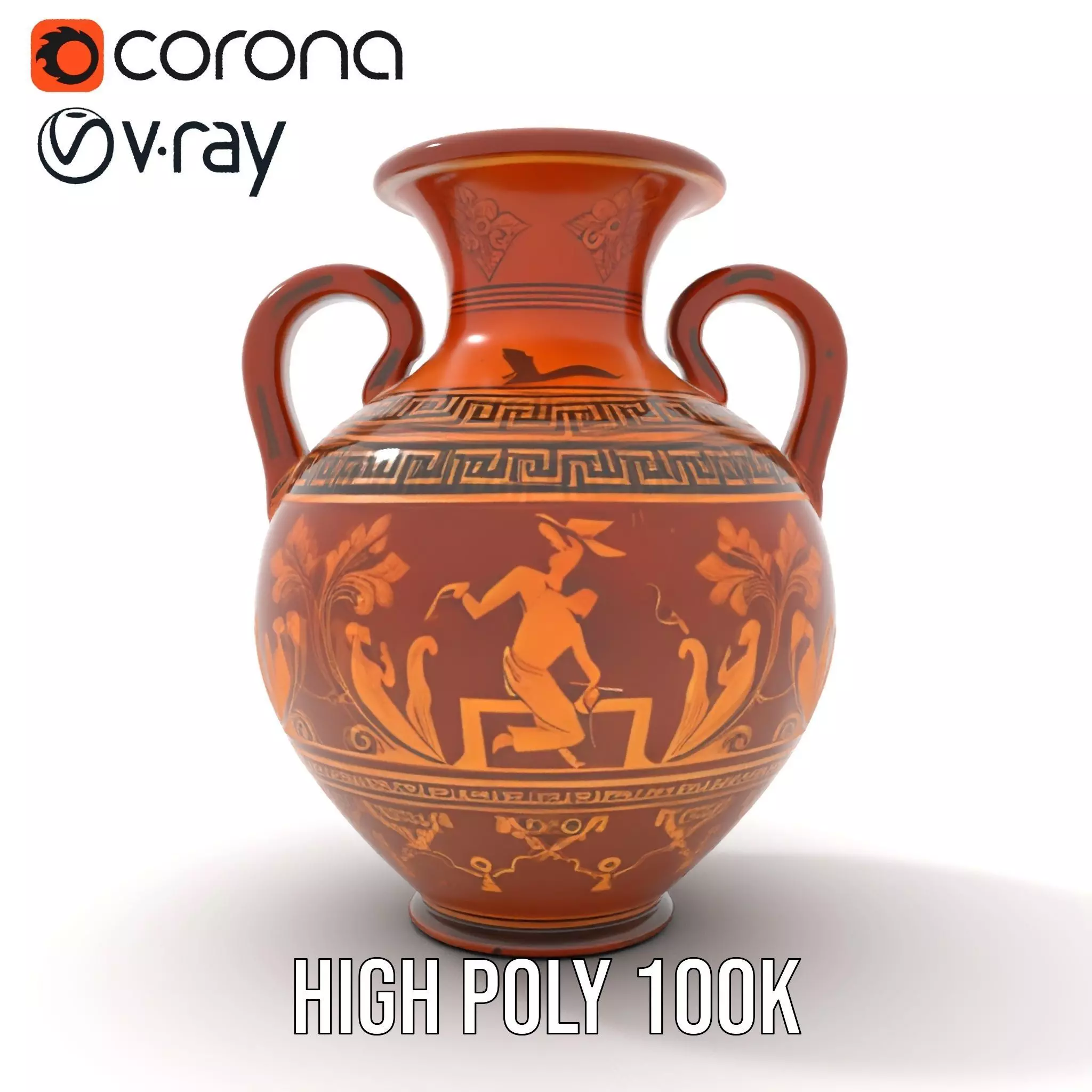 Greek Amphora Terra Cotta model pack Low-poly 3D model_23
