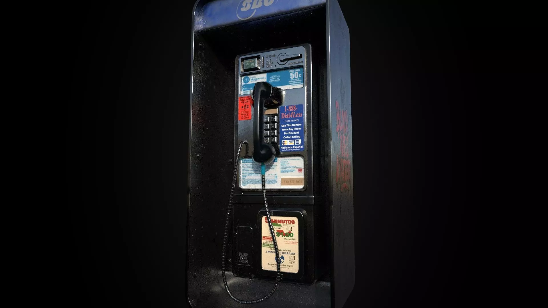 SBC Payphone - Game Ready - Low Poly PBR Low-poly 3D model_4