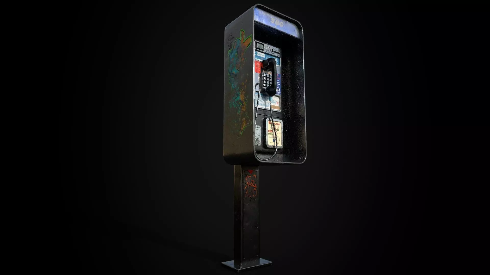 SBC Payphone - Game Ready - Low Poly PBR Low-poly 3D model_0