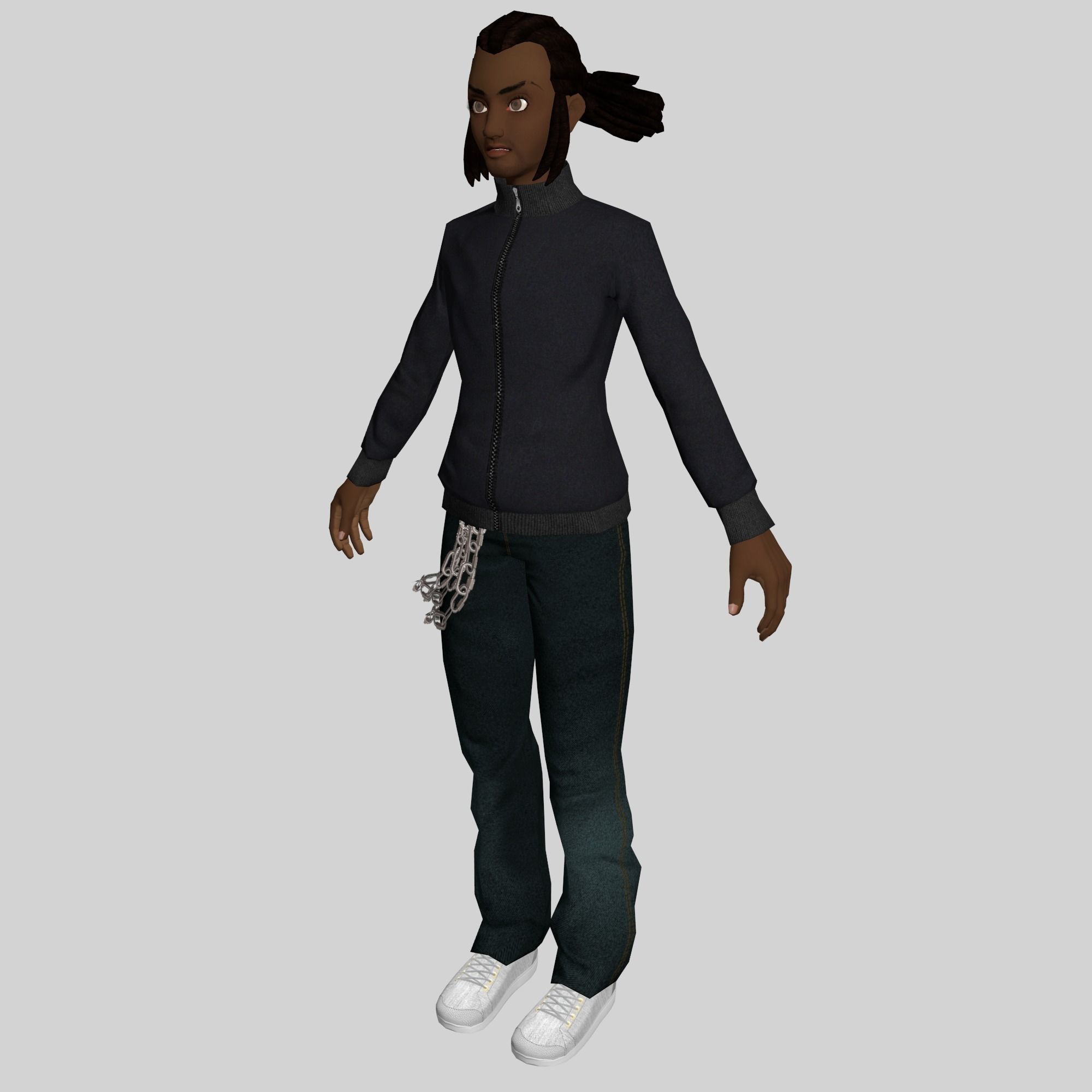 Black Young Man Low Poly Character Low-poly 3D model