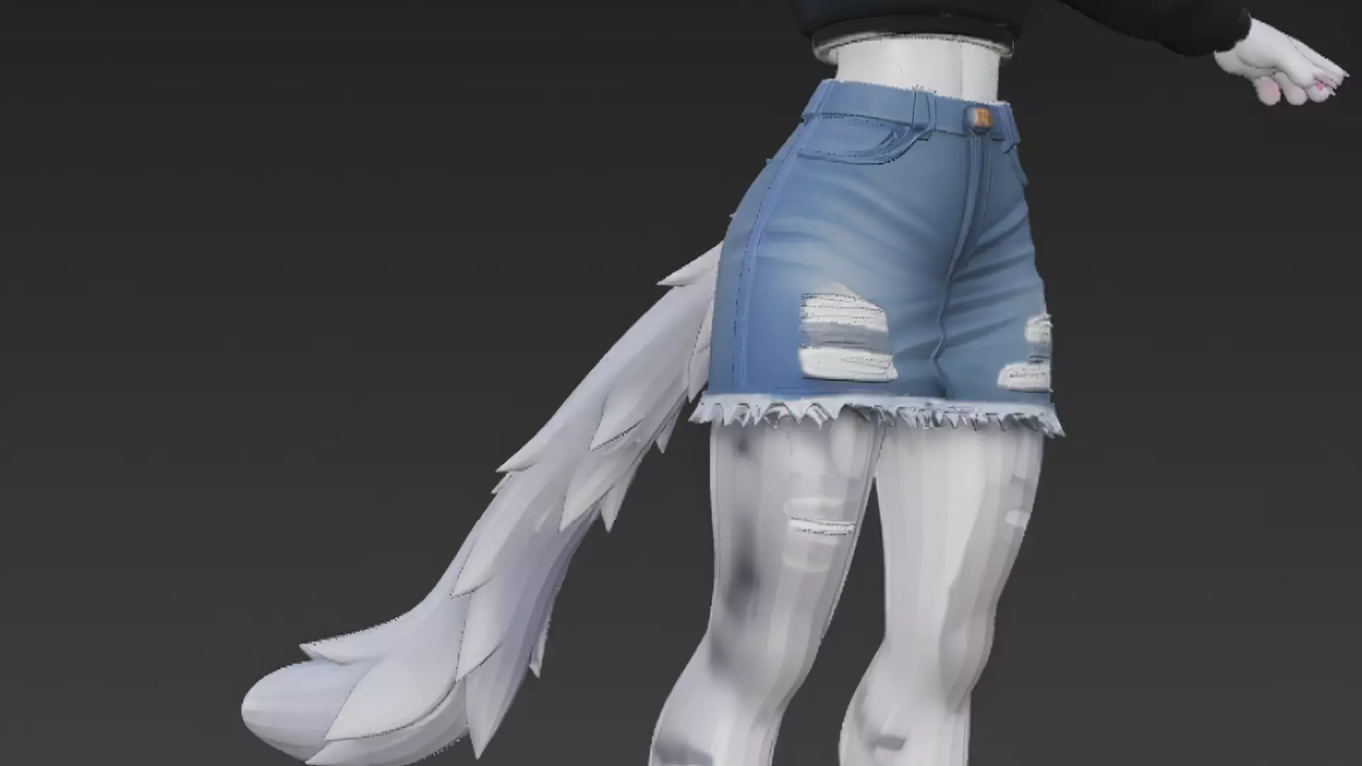 Cartoon Furry Gray Cat Character PBR 3D Model Low-poly 3D model_6