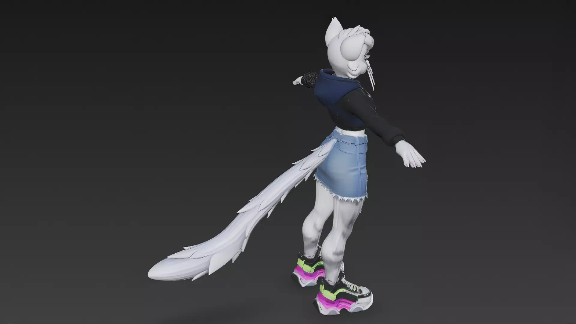 Cartoon Furry Gray Cat Character PBR 3D Model Low-poly 3D model_3