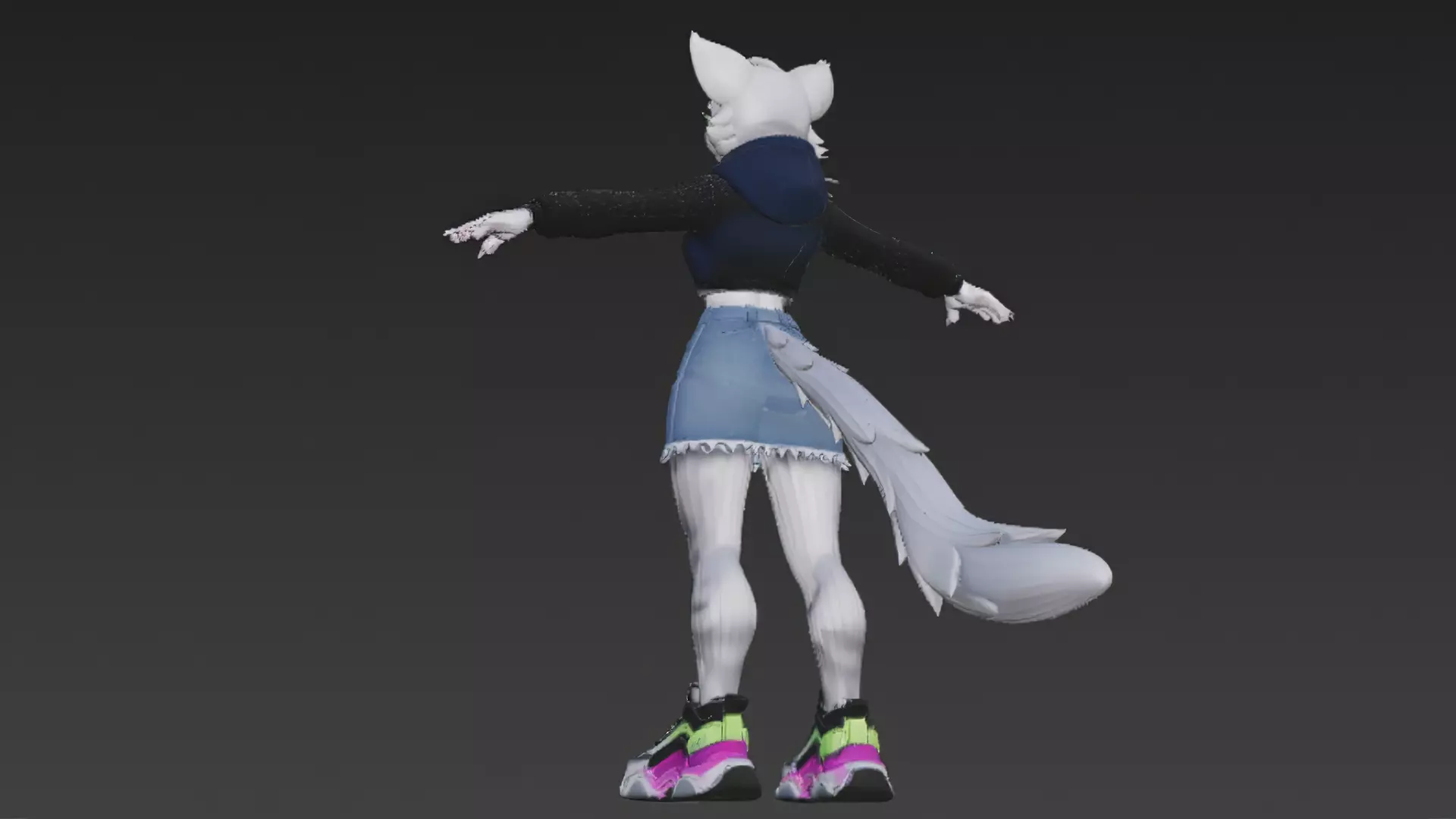 Cartoon Furry Gray Cat Character PBR 3D Model Low-poly 3D model_4